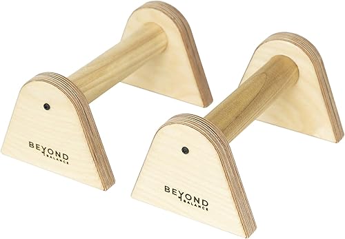 Beyond Balance Wood Parallettes Push-up Bar Dip Station for Gymnastics Calisthenics Acrobatics Handstands Planche Push-ups L-Sits Dips