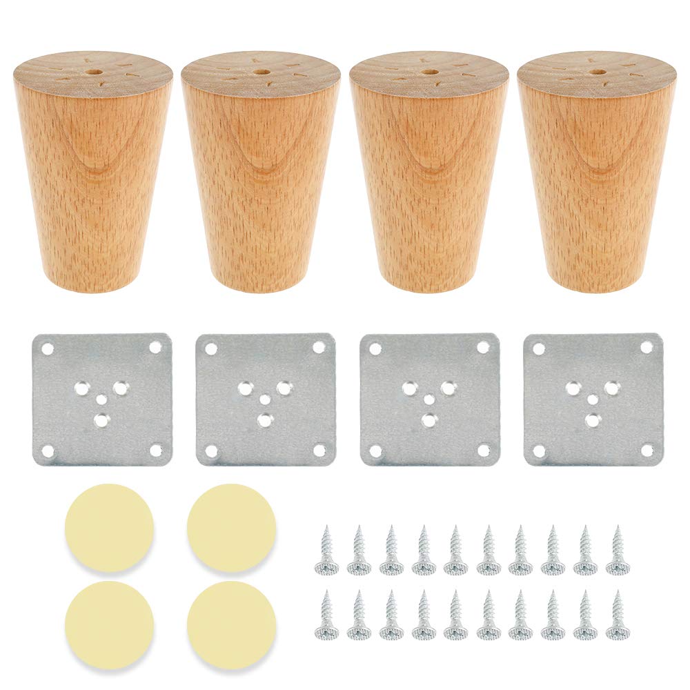 4 pezzi gambe mobili in legno massello 8 cm 15 cm 20 cm cono inclinato divano letto armadio tavolo e sedia piedi di ricambio piedini inclinati-Francia, 20 cm x 4 pezzi