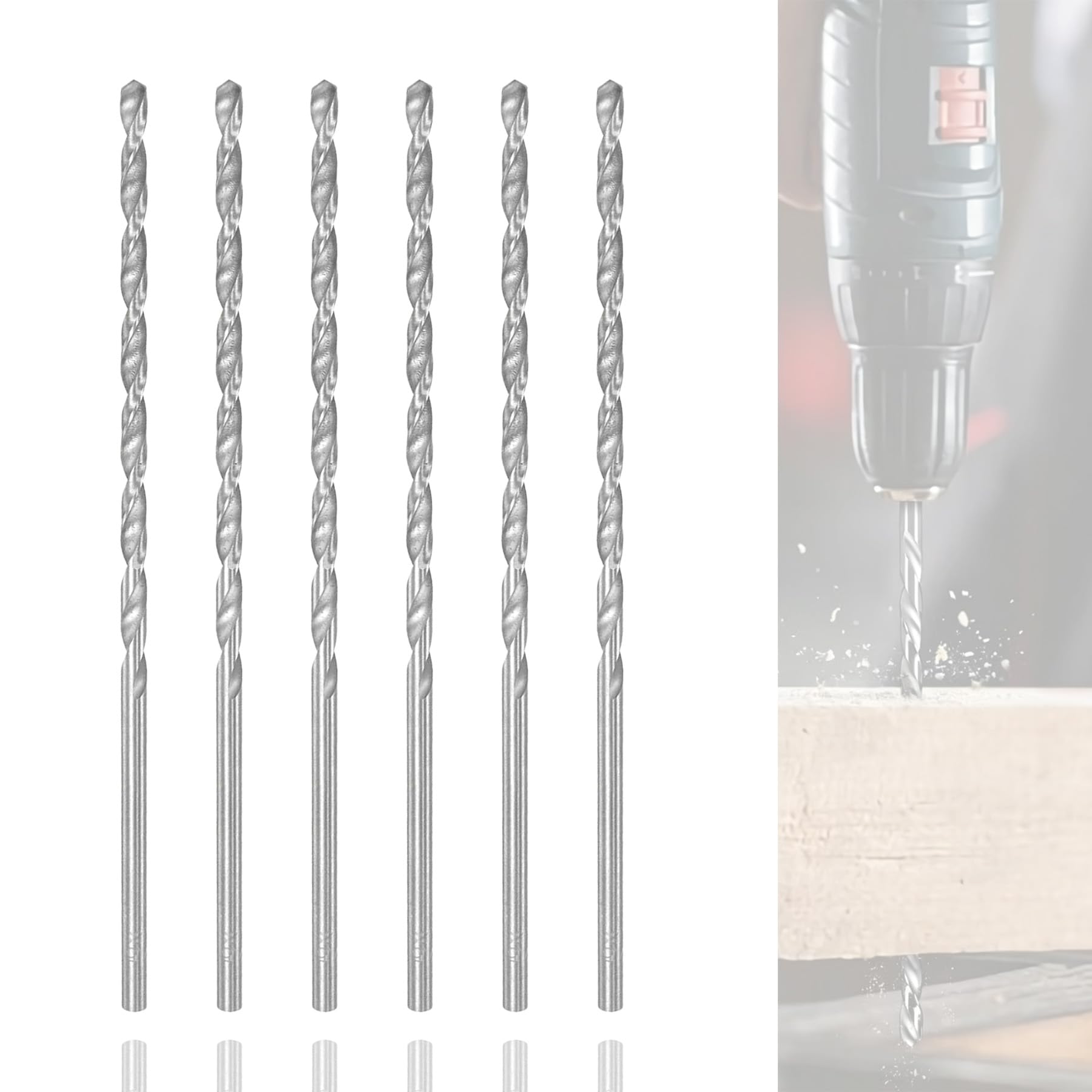 Kiyraglo 5mm Extra Long HSS Twist Drill Bits – 160mm Length, Straight Shank, for Wood Metal Aluminum & Plastic, High Speed Steel Drill Bit Set of 6
