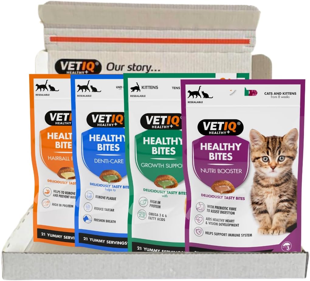 Healthy Bites For Kittens Variety Pack, Kitten and Cat Treats For Hairball Relief, Growth Support, Nutrition support, Fresh Breath & Dental Health, 65 g (Pack of 4)