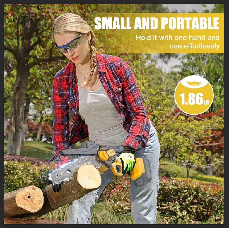 Mini Chainsaw Cordless 8 Inch & 6 Inch for De-Walt Battery 20V MAX, Electric Battery Powered Chainsaw With Auto Oiler & TOOL-FREE, 2-IN-1 Hand-Held Electric Chain Saw For Tree Wood Cutting(NO BATTERY) - Image 6