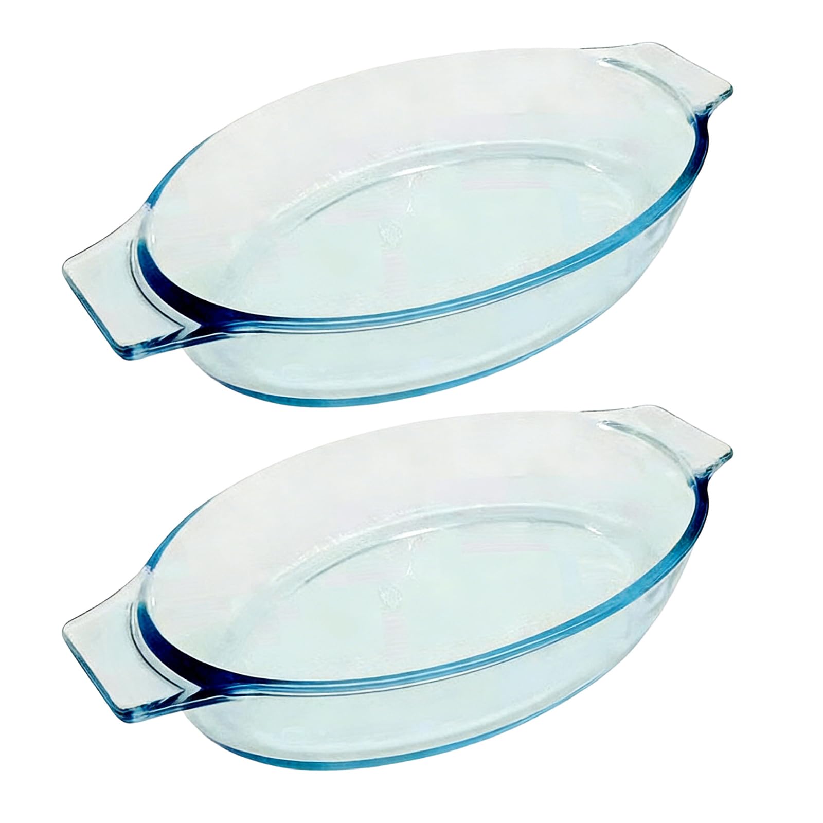 Snorvixre Of 2 Small Elliptical Glass Cookware Baking Pan Oven Safe Dishes for Preparing and Serving Food Small Oval Glass Baking Pan