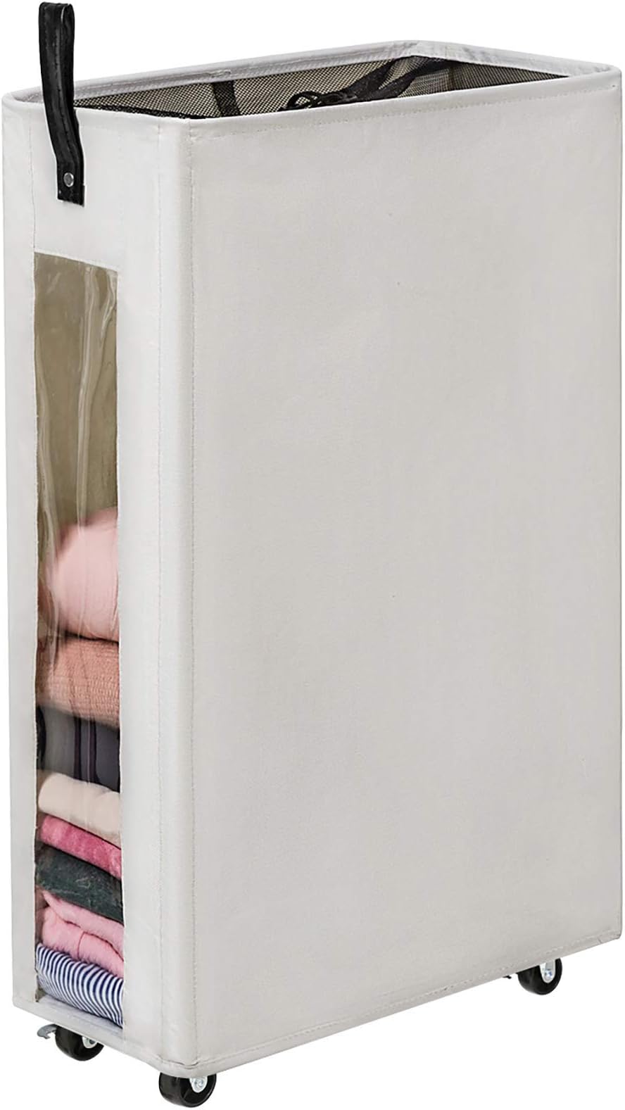 Chrislley 2 Pack Laundry Hampers Dark Light with Handles Sturdy Laundry Baskets Large Capacity Tall Collapsable Laundry Baskets Easy Carry Aesthetic Hampers for Laundry Foldable Laundry Hamper (Beige1)