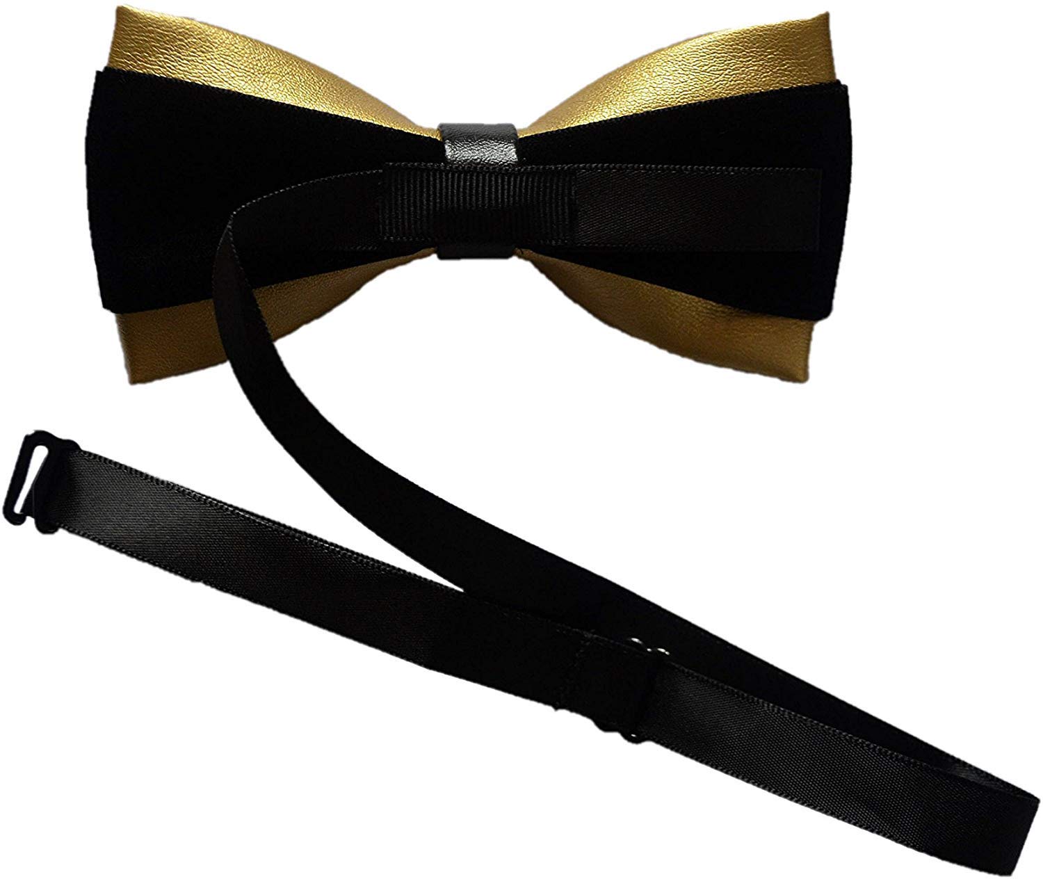 Men's Pre-tied PU Leather Crystal Bow Ties Tuxedo Banquet Big Bowtie