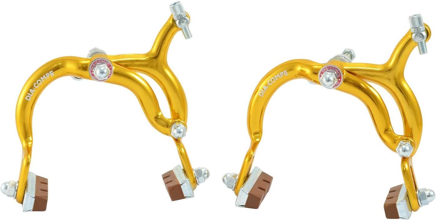 Dia CompeMX890 Side Pull Caliper Brake Set (F+R) for Old School BMX, Gold, DP2513-FR