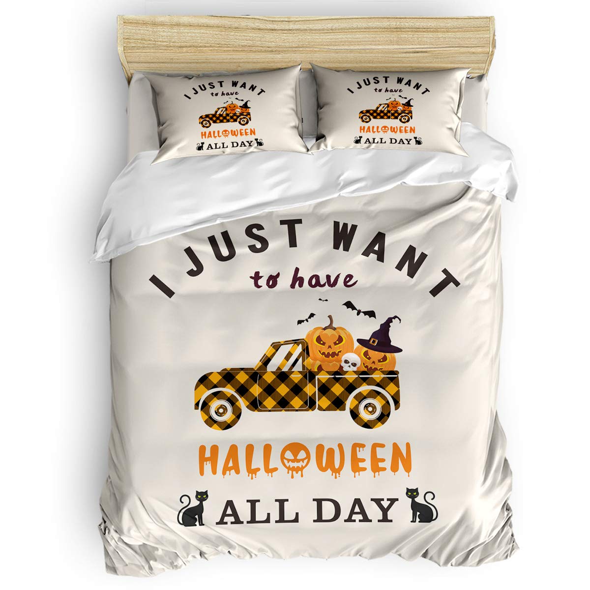 Amazon Co Jp 布団カバー 4点セット ハロウィン 車 格子 カボチャ 黒猫 掛け布団カバー4セット 寝具布団カバー べッドシーツ 掛け布団対応 肌触り柔らかい 羽毛布団セット 組布団 通気性 四季通用 寝心地良い クイーン Home Kitchen