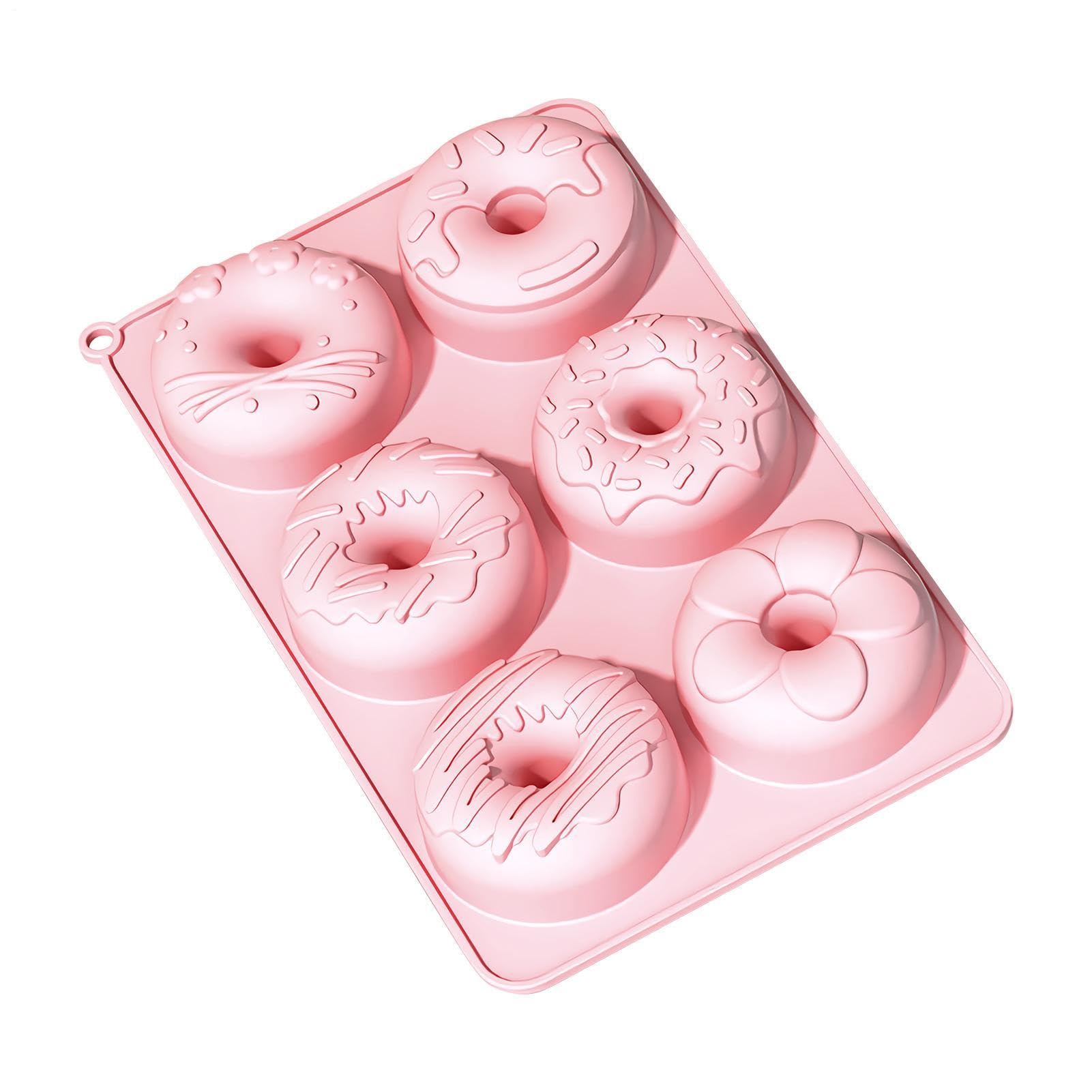 Molde de silicona para donuts antiadherente con 6 cavidades para hornear en casa