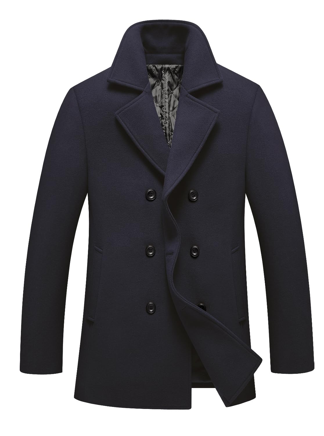 FTCayanz Cappotto invernale da uomo slim fit trench doppio petto caldo misto lana cappotto
