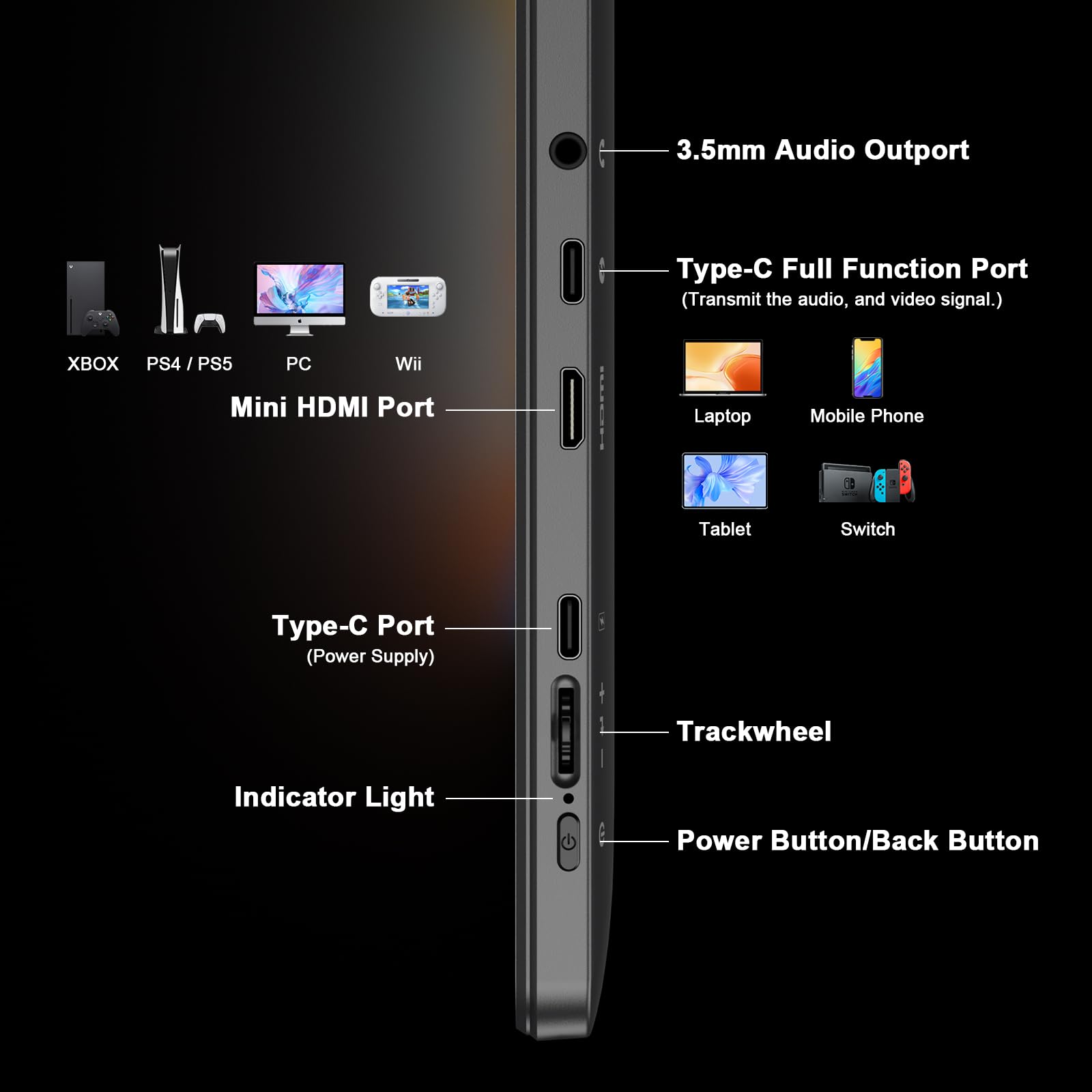 QQH Portable Monitor, 15.6" FHD 1080P IPS Travel Monitor Kickstand for Laptop with HDR, Ultra Slim, Eye Care, Plug&Play USB C HDMI External Second Screen for PC Phone MAC PS5 Xbox Switch