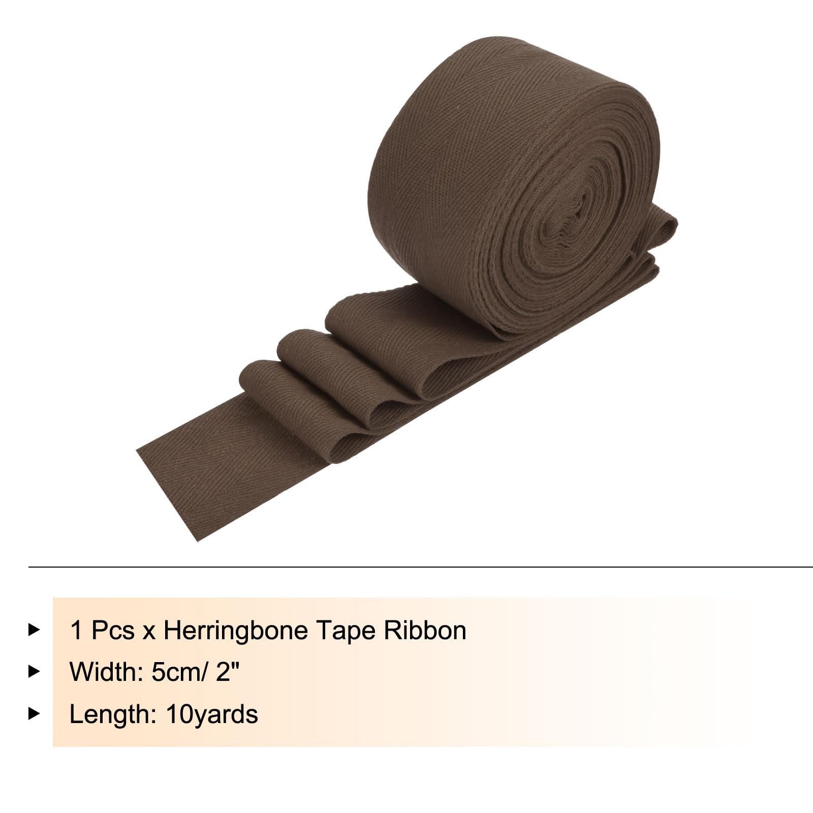 PATIKIL Cotton Twill Tape 2 Inch 10 Yards Cotton Ribbon Bias Binding Tape Herringbone Webbing Trim for Sewing Gift Wrapping Craft DIY Deep Coffee - Image 2