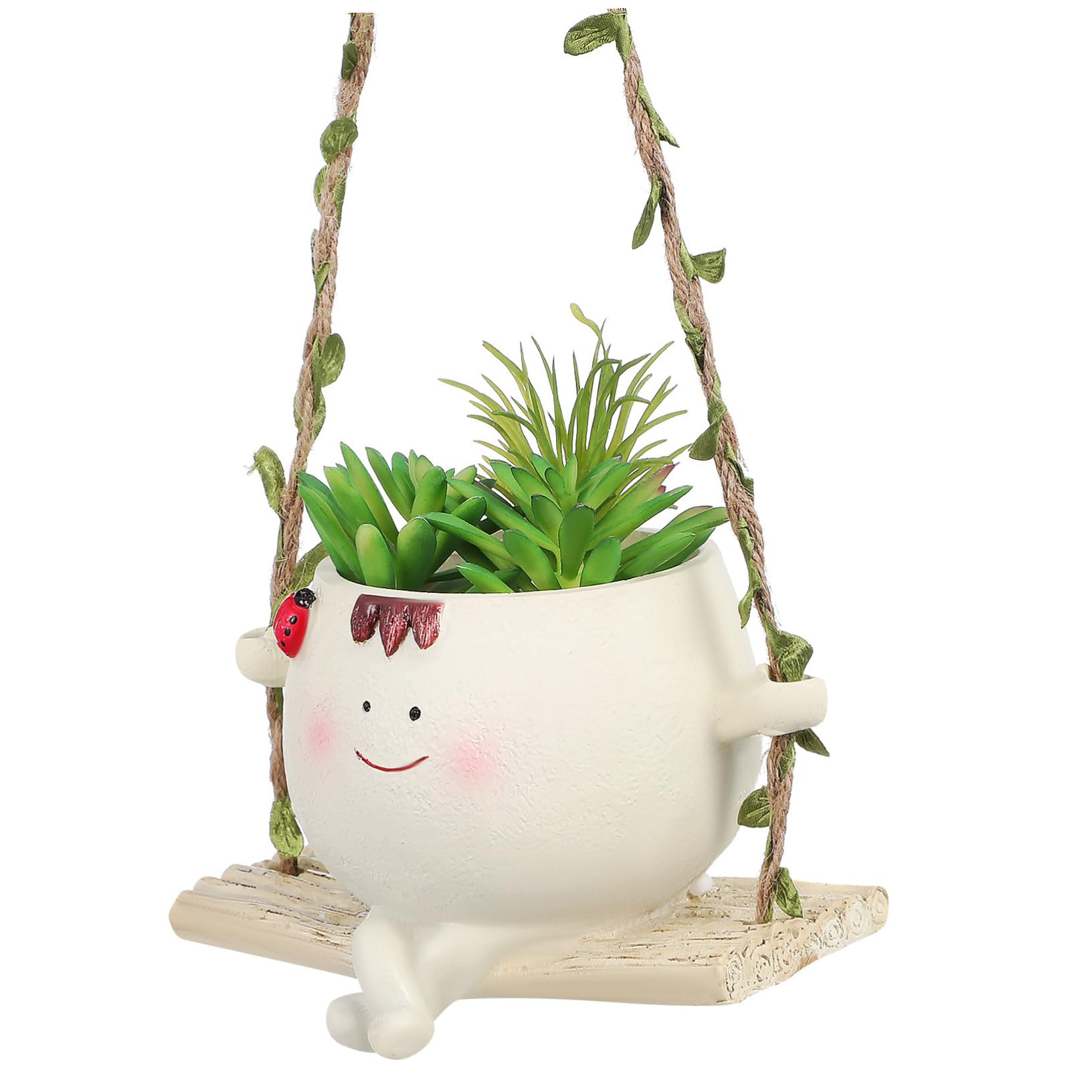 Pot de fleurs suspendu Gatuida avec visage souriant pour plante balcon et maison