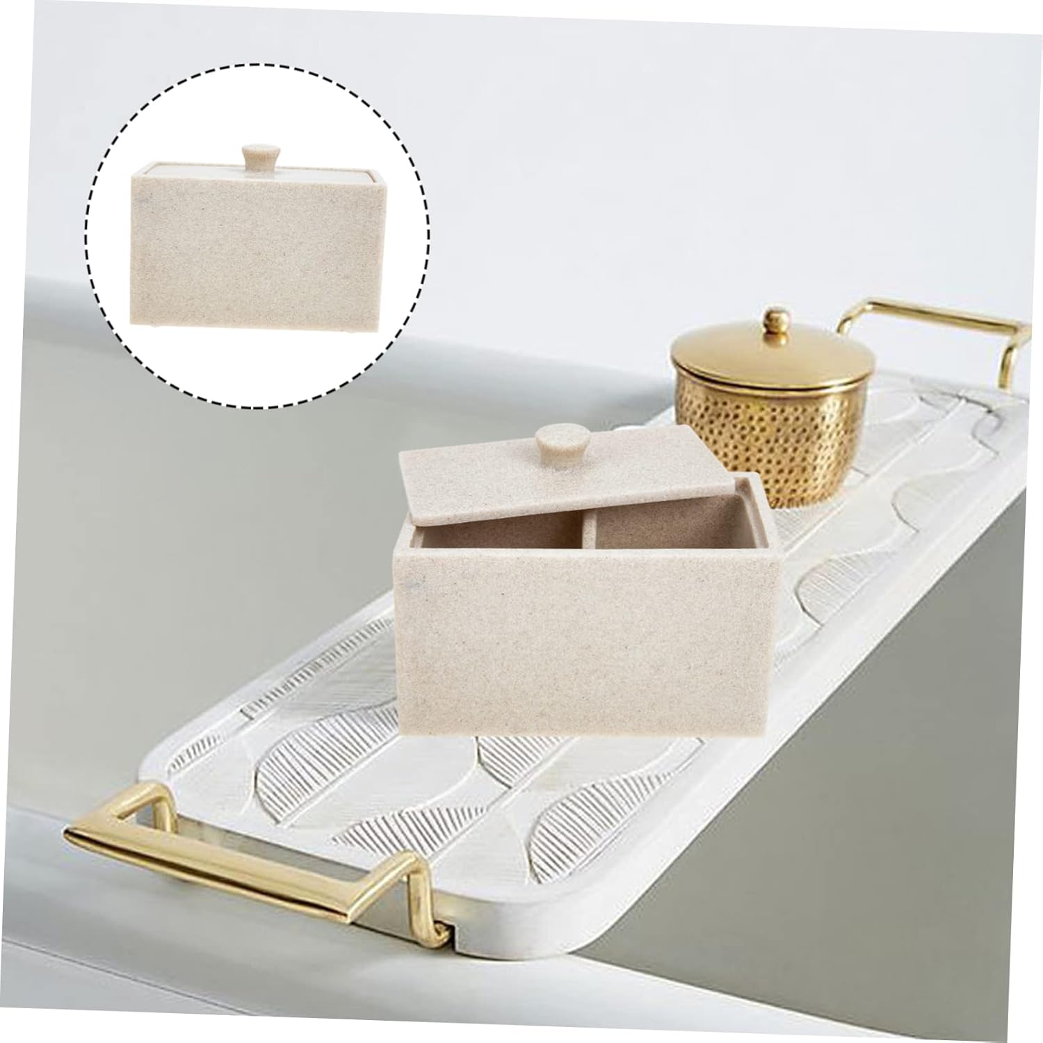 Cotton Swabs Storage Case Compartments Makeup Organizer for Cotton Pads Convenient Desktop Container for Bathroom Essentials Easy to Clean and Tidy up