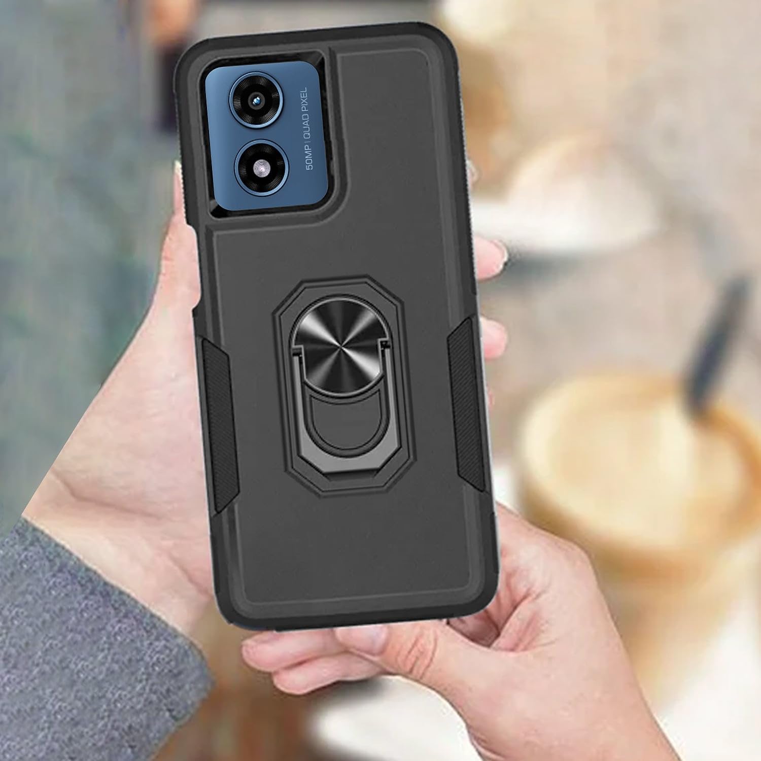 SaharaCase ArmorPro Kickstand Case for Motorola Moto G Play (2024) - Heavy-Duty Design, Built-in Kickstand, Ergonomic Closed-Button Design and Triple-Hardened TPU (Scorpion Black)