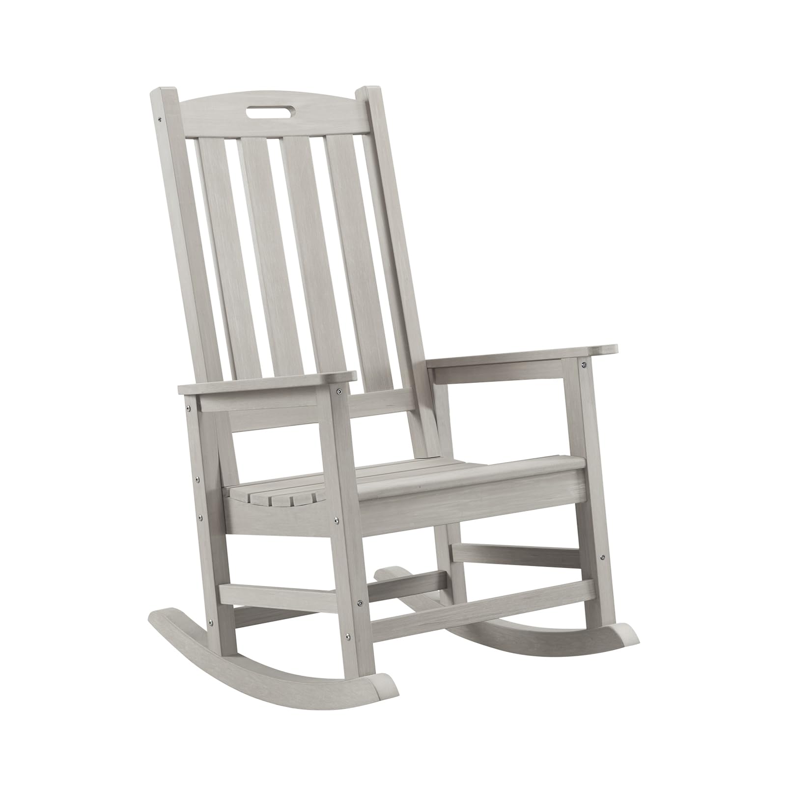 Psilvam Oversized Outdoor Rocking Chair, with 21" Wide Seat and 32" Tall Backrest, Pre-Assembled with Most Components for Effortless Installation (Gray)