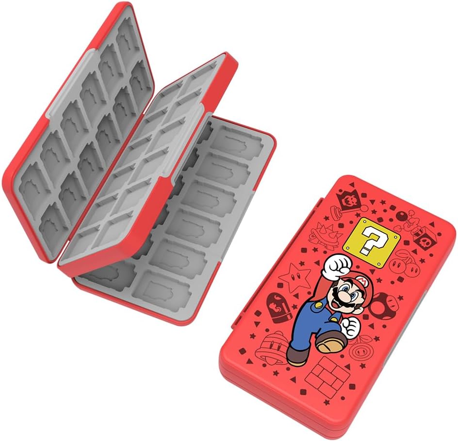PERFECTSIGHT Cute Switch Game Card Case for Nintendo Switch 2/ Lite / OLED 48 Game Holder Cartridge Case for Game Cards and 48 SD Cards, Kawaii Portable Compact Storage Box - Red Ma