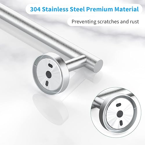 Miniatura 5 de Cilee Toallero de baño de níquel cepillado, 24 pulgadas, toallero doble de 24 pulgadas, soporte para toallas de baño, soporte para toallas de baño,