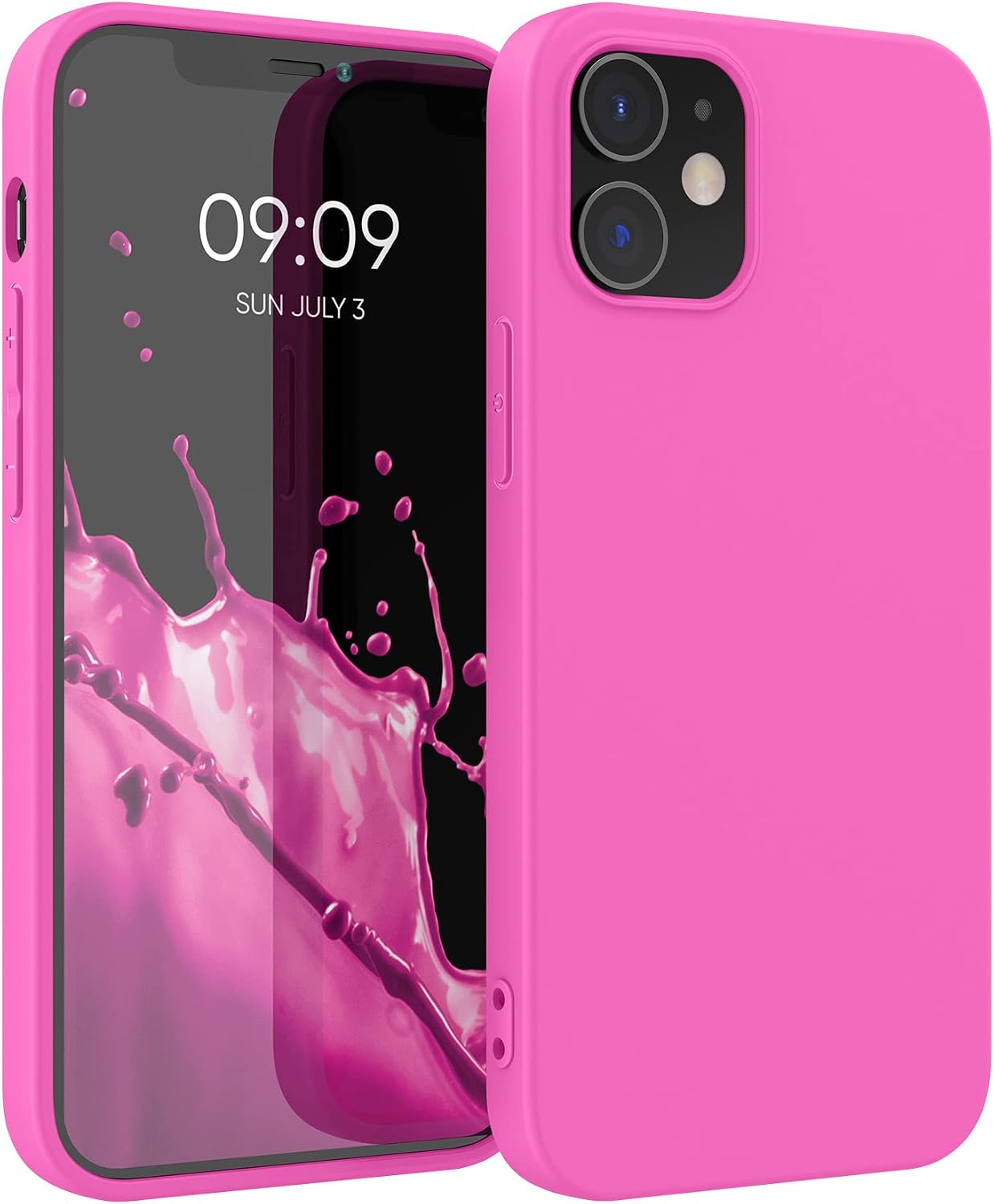 kwmobile Case for Apple iPhone 12 / iPhone 12 Pro TPU Case - Mobile Phone Case Supports Wireless Charging Flexible Protective Case Rubberised Cover in Magenta