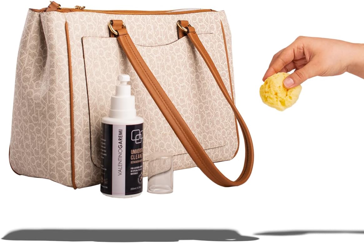 VALENTINO GAREMI Purse Care Kit – Leather Cleaner & Balm with Sponge and Cloth – Safe for Designer Bags, Purses, Totes, Handbags, Suede & Nubuck – Made in Italy