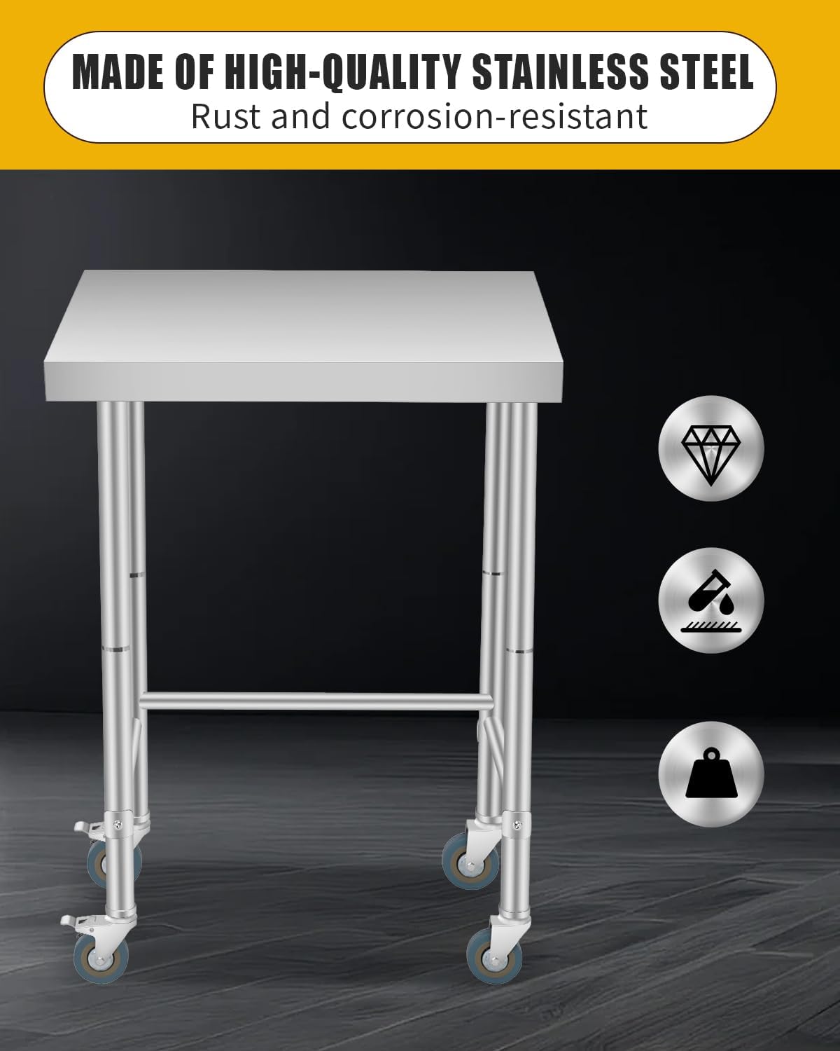 Royal Catering Arbeitstisch 120 X 60 Cm Edelstahl Gastro Tisch Edelstahltisch Kuechentisch Klappbar S0h4w0uz