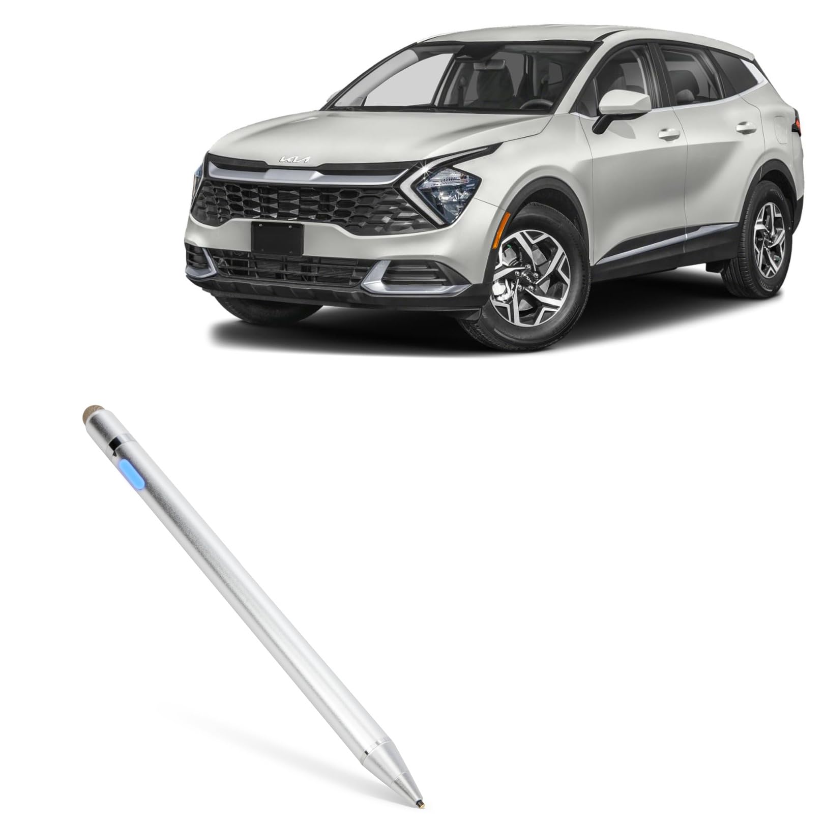 BoxWave Stylus Pen Compatible with Kia 2024 Sportage Display (12.3 in) - AccuPoint Active Stylus, Electronic Stylus with Ultra Fine Tip - Metallic Silver