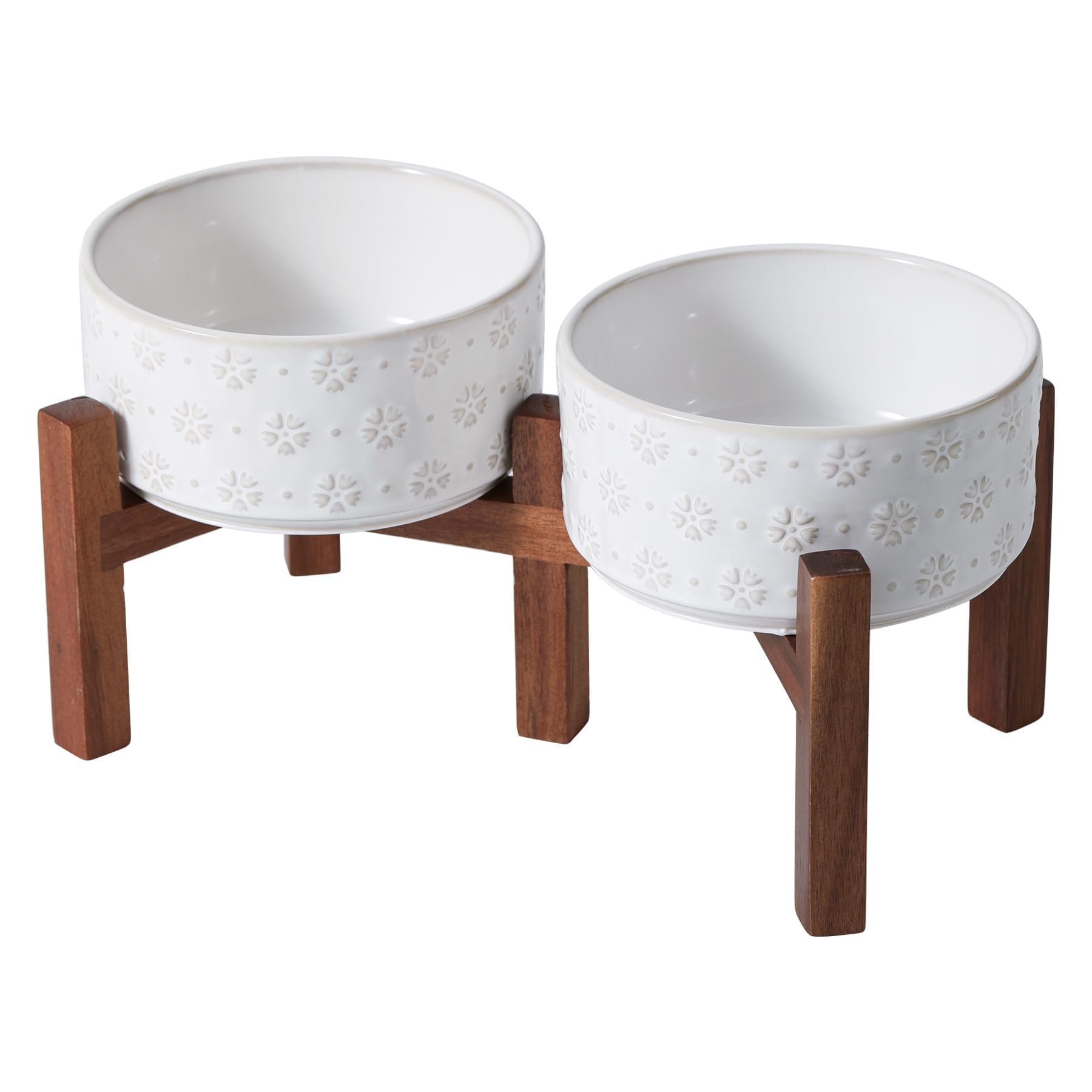 Havniva improve Dog Bowls Raised Ceramic Acacia Wood
