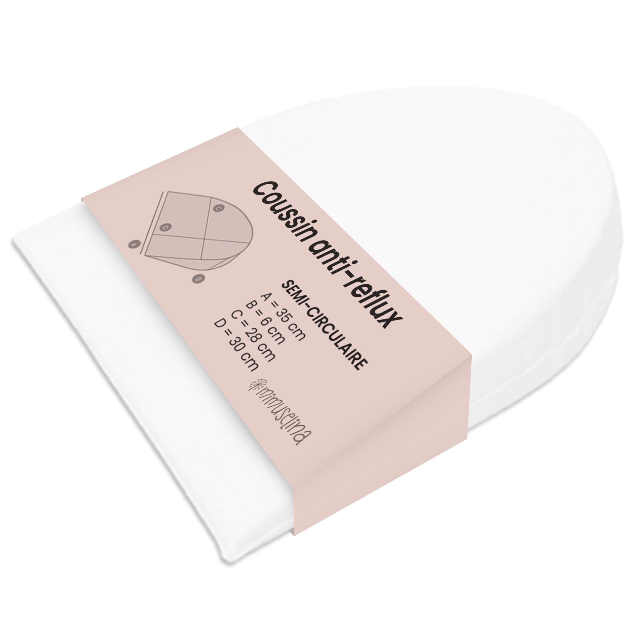 MIMUSELINA Oreiller Anti Reflux | Coussin Incliné pour Éviter Les Reflux et Les Coliques dans Le Lit ou Le Berceau | Coussin Ergonomique Imperméable | Forme Semi-Circulaire 35x28x6cm