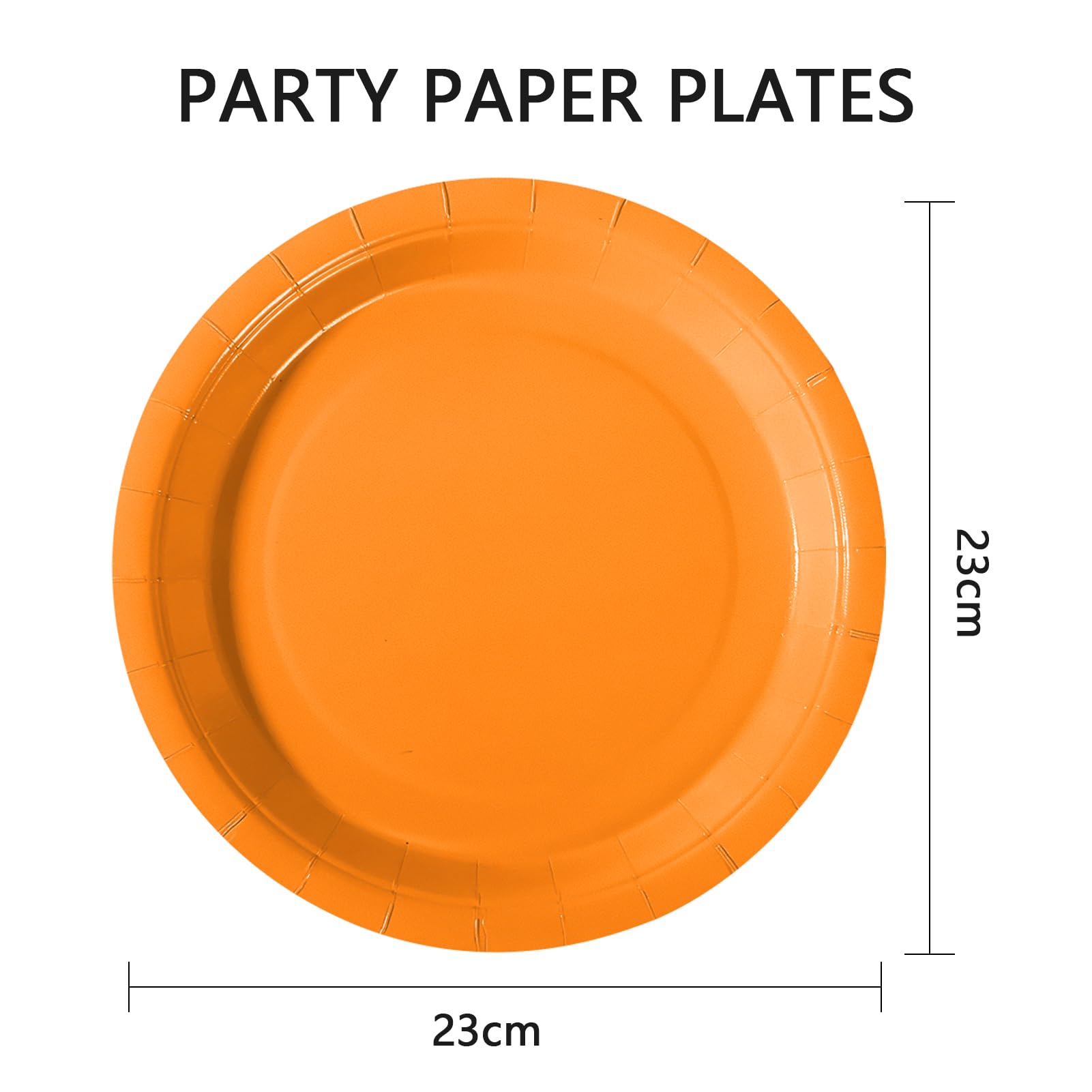 PYAILI Party Paper Plates, 50-Pack Disposable Tangerine Yellow Plates, 23 Centimetres-9 Inch, 9 inches - Image 2