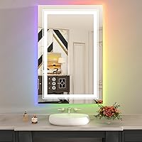 Vista 80 de WTTY LED Bathroom Mirror 32"x32" with Backlit and Front Light,Stepless Dimmable LED Mirror for Bathroom,Anti-Fog Lighted Bathroom Vanity Mirror