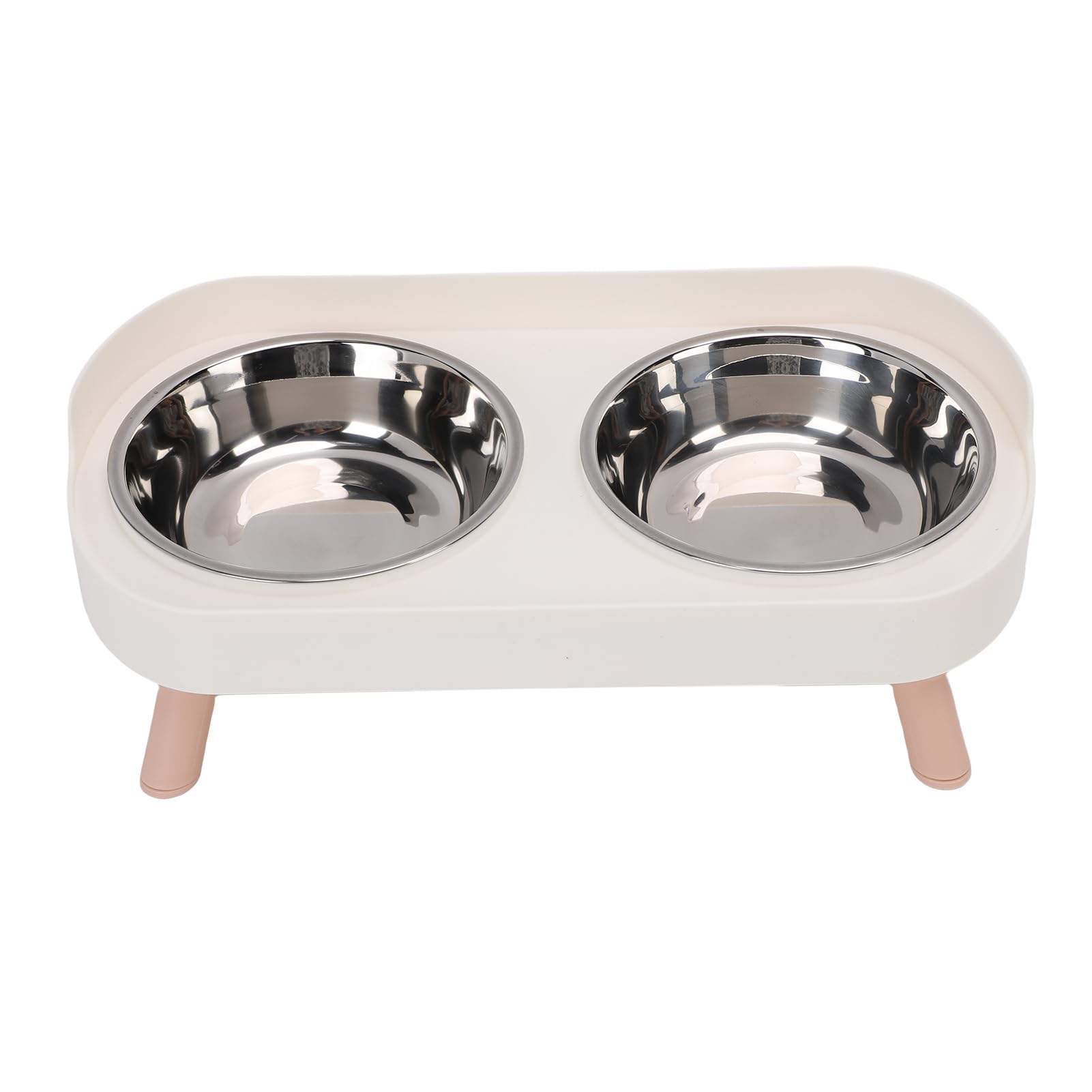 Elprico Elevated Dog Bowls, Raised Bowl Stand with 2 Stainless Steel Food Bowls, for Feeding and Drinking Pet Feeding Bowls, Pet Feeder for Cats and Puppies (White)