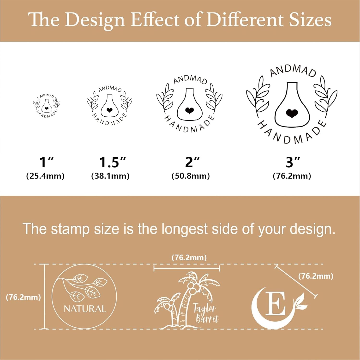 Custom Pottery Stamp for Clay & Soap | Personalized Handmade Stamps with Letter & Logo | Ceramics Tools Gift for Potters & Crafters (3 Inch)