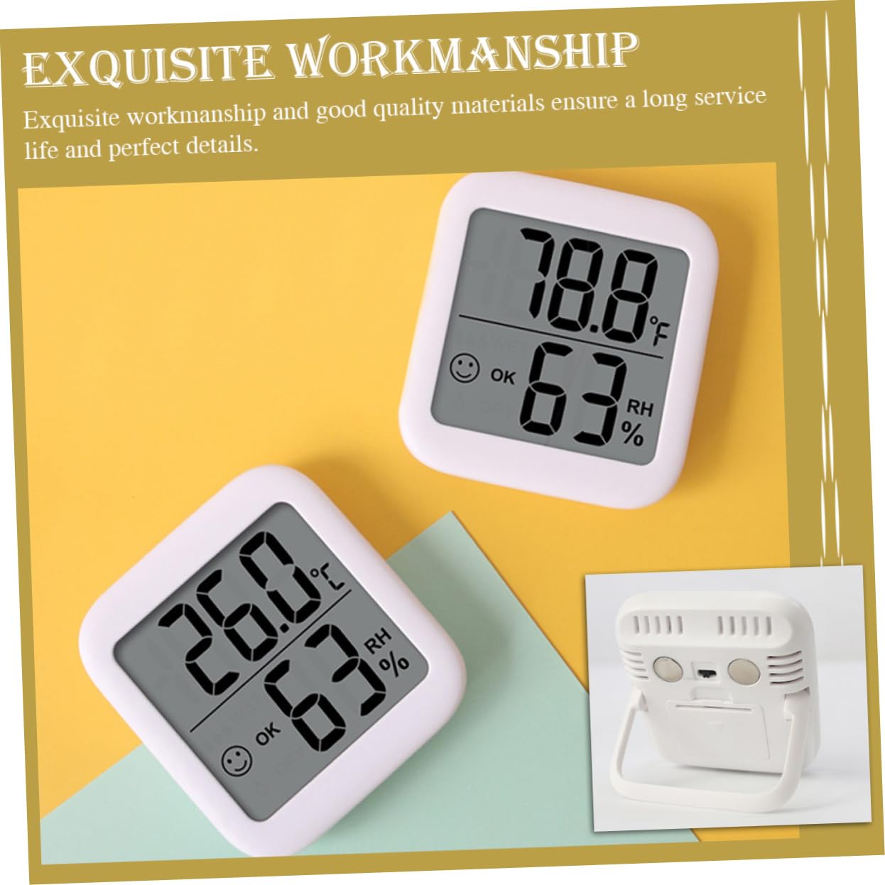 Yardwe Lot De 2 Hygromètres Dintérieur Avec Capteur De Température Et Dhumidité Grand Écran Lcd 3 Niveaux De Confort Canada