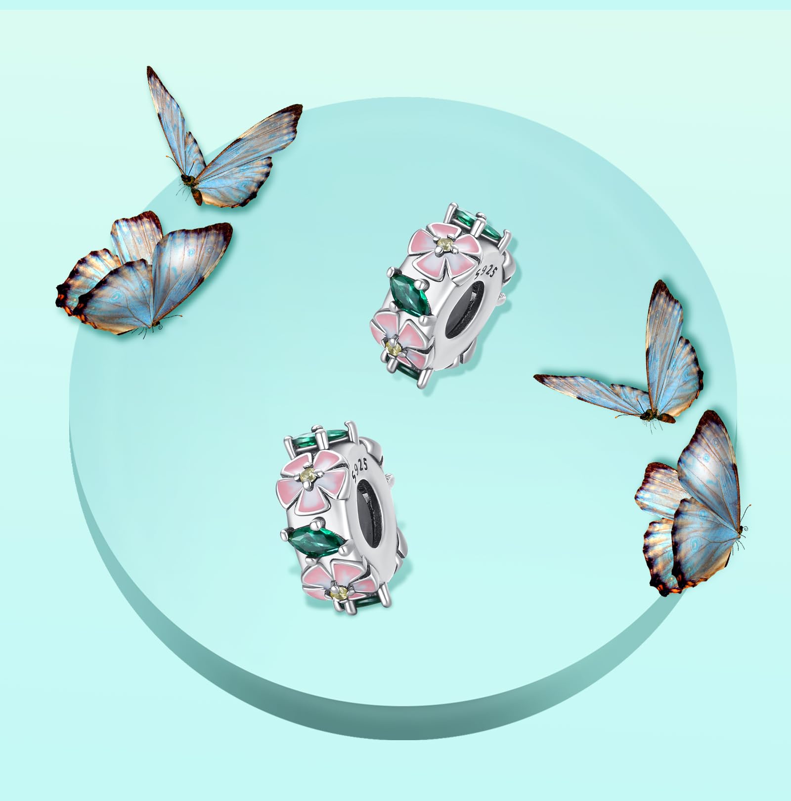 Annmors 925 Sterling Silver Clips Distanziatore Catena di Sicurezza Ferma Ciondoli Ciondolo in Vetro di Murano per Donna Bracciale Collana Gioielli Regalo