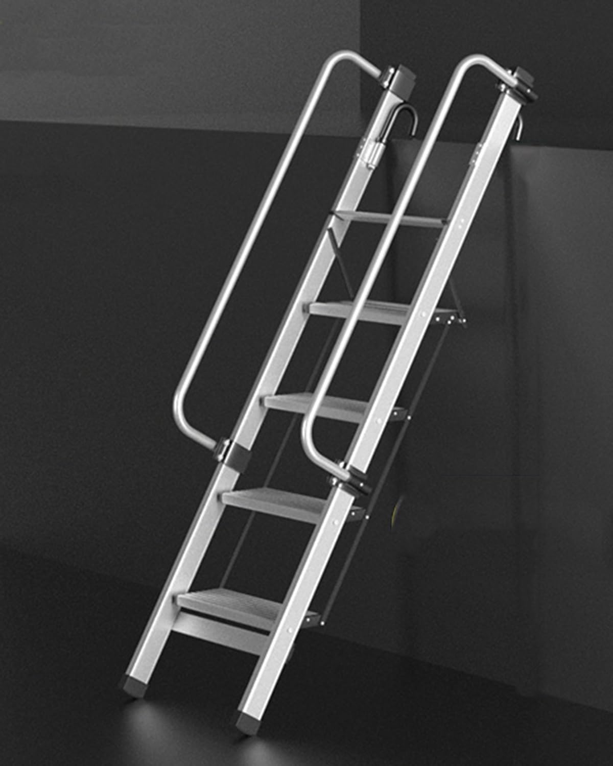 Escalera plegable para litera – Escalera portátil de repuesto para remolque de viaje/RV, escalera interior antideslizante con ganchos, altura ajustable de 46 a 66 pulgadas