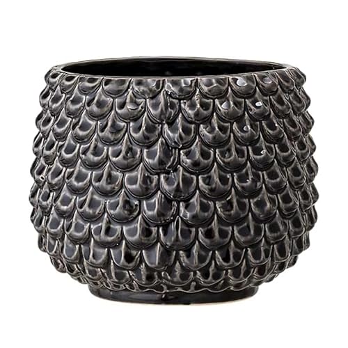 Nordring Ceramic Flower Pot Pino - colorful Planter, Pot for plants, sukkulents Size L (16,5 cm ø) Dia 6,5'' H 5'', Stoneware, black
