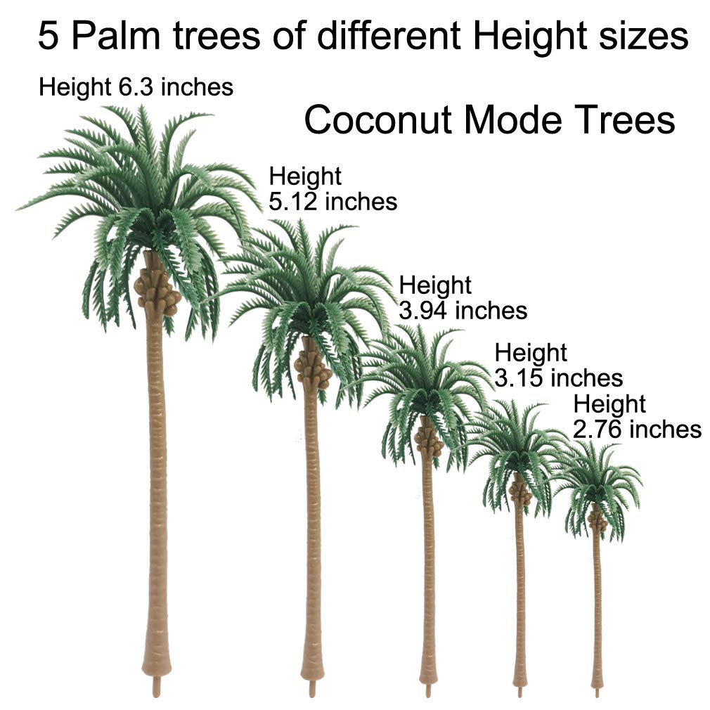 AmyBy Model Miniature Forest Plastic Toy Trees Bushes Rainforest Diorama  Supplies Mini Coconut Palm Plant Crafts Train Scenery Large Conifers 18