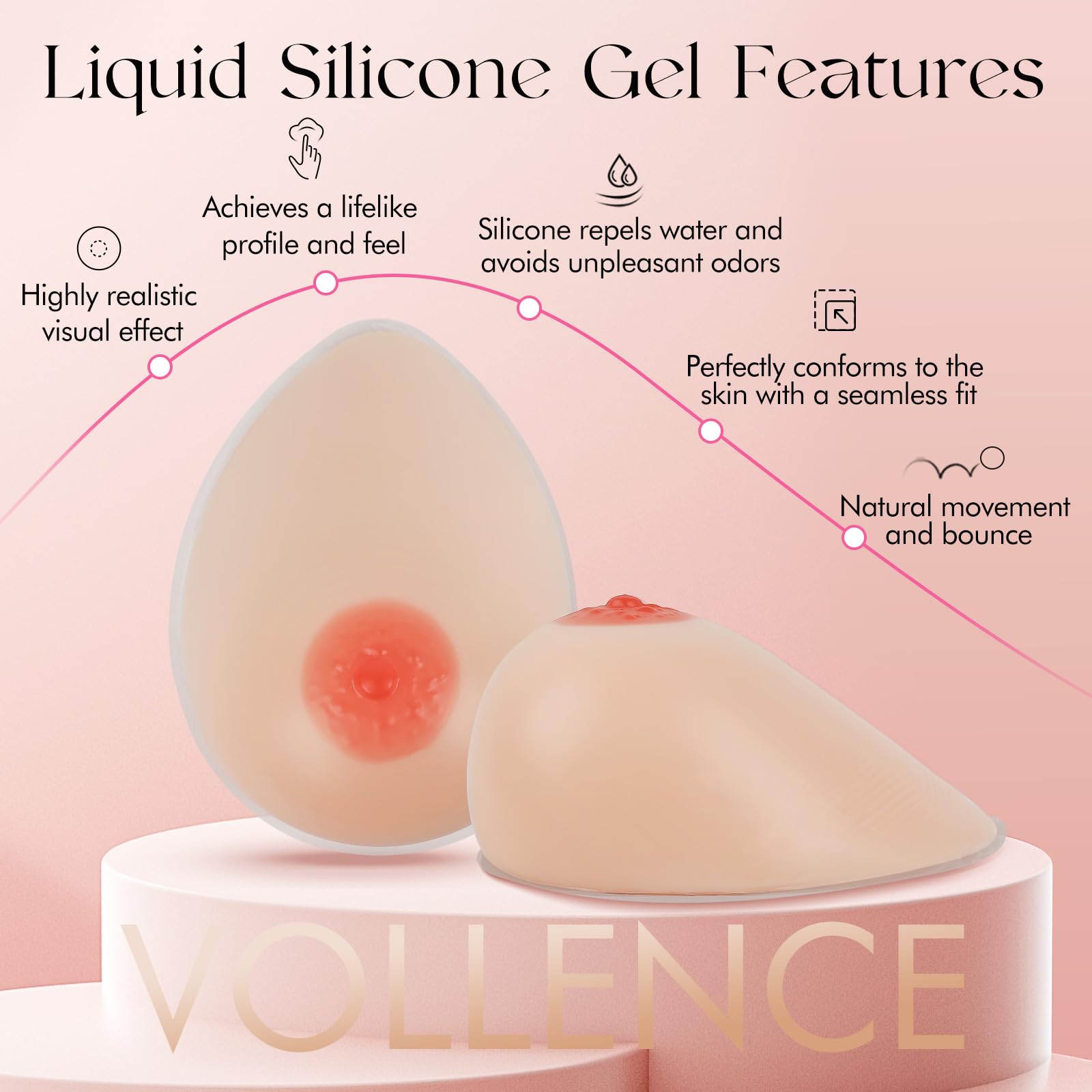 Vollence C Cup Paio di Protesi da Seno in Silicone Tette Finte da Crossdresser per Uomini e Donne Protesi da Mastectomia Inserti da Reggiseno
