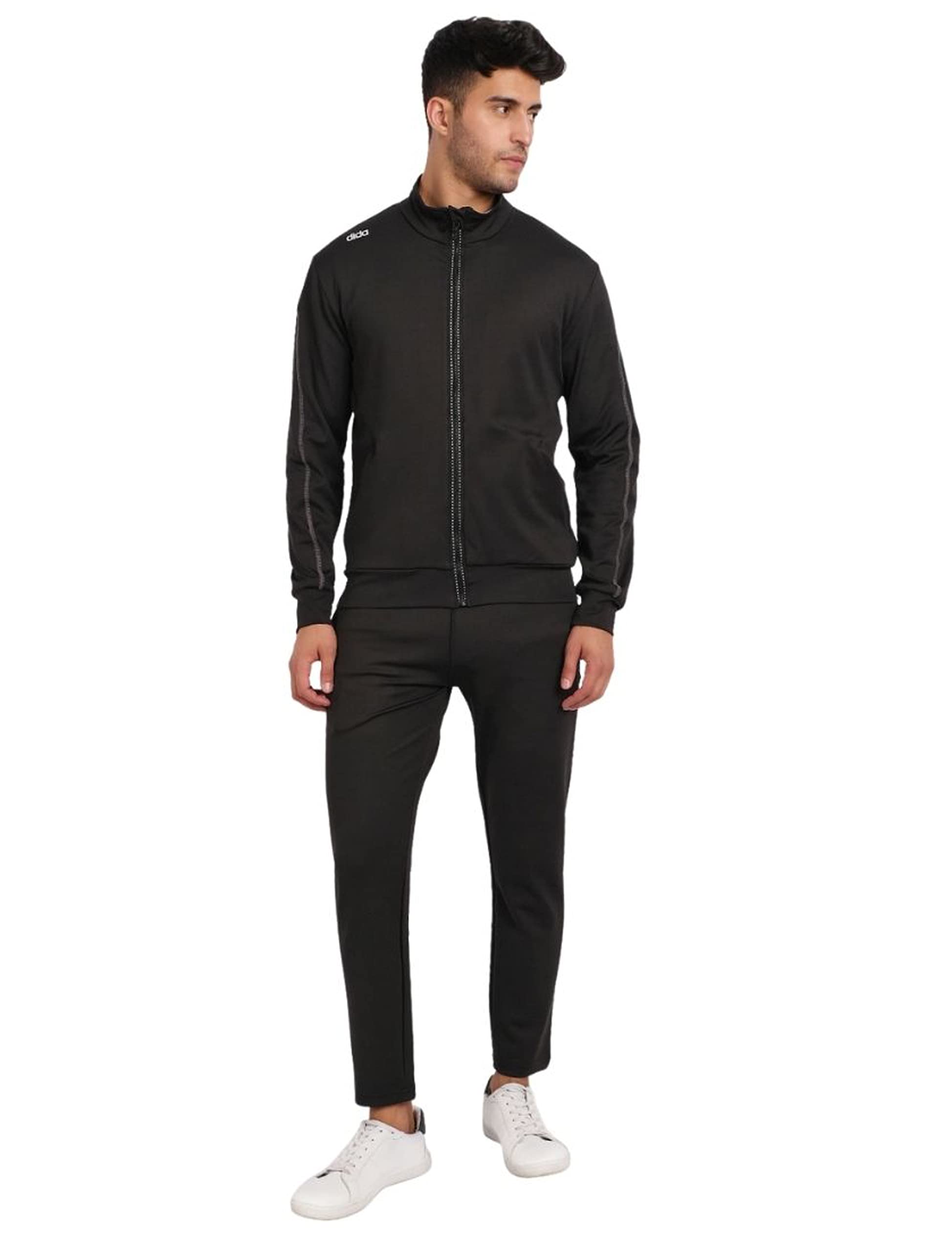 DIDA Men Light Trendy Stretchable Regular Comfort Dry-Fit Multi-Purpose Activewear All-Season Fashionable Track Suit (Color : Black, Size : 3XL)