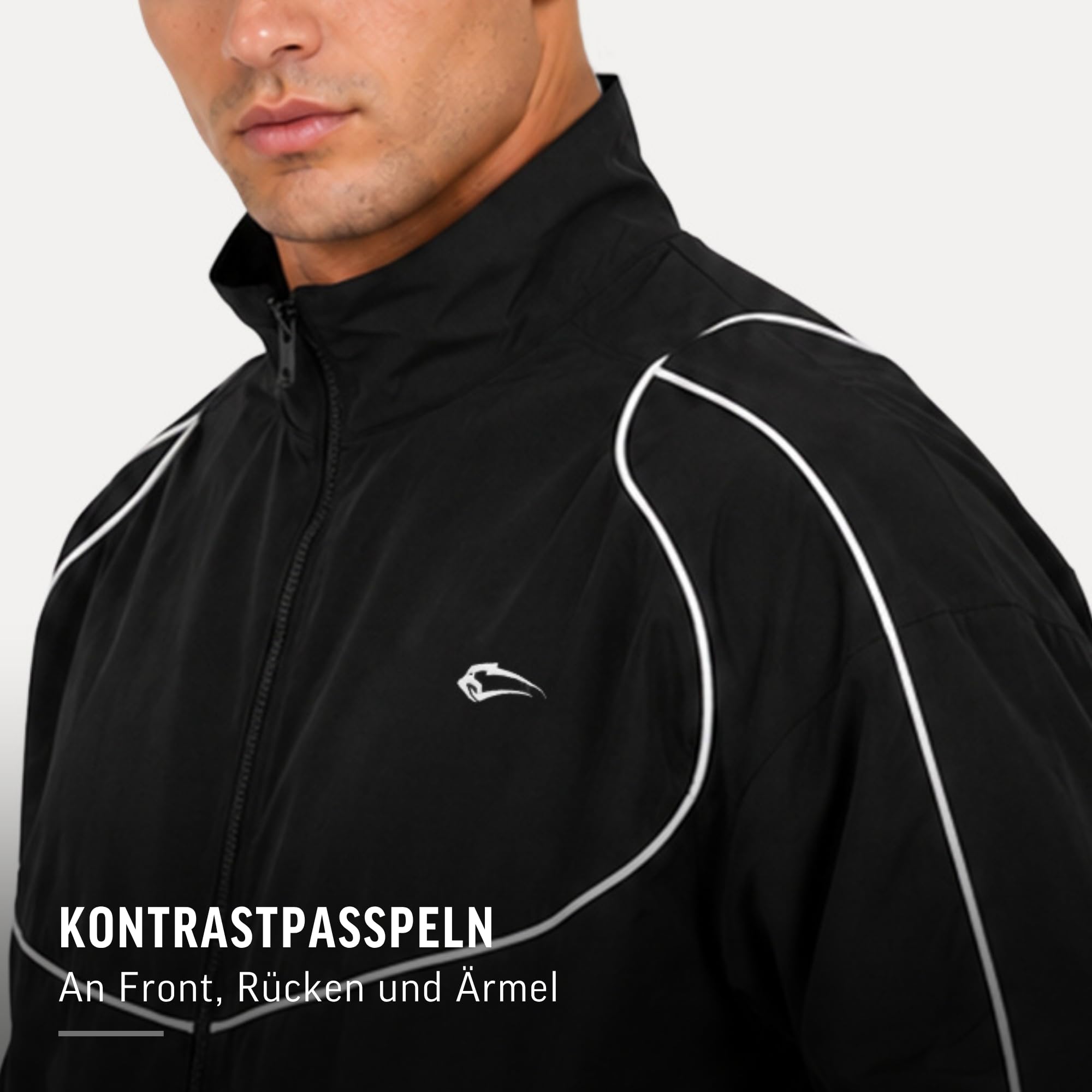 SMILODOX Trainingsjacke Herren Kyson Oversize Fit, Sportjacke mit Stehkragen & Reißverschluss, Kontrastpaspeln, leichte Trainingsjacke mit Taschen, Fitnessjacke für Gym, Freizeit & Streetwear