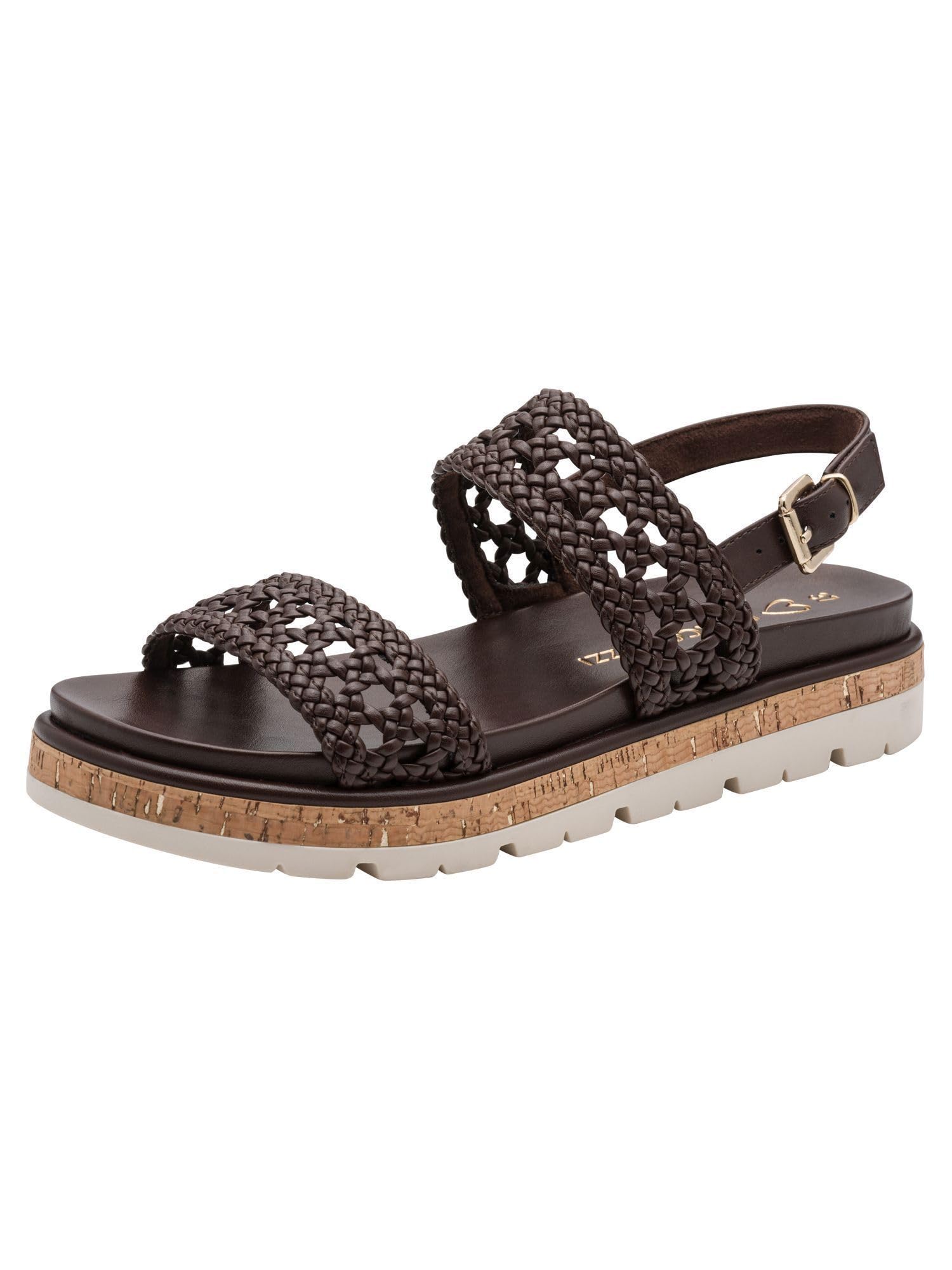 MARCO TOZZI Women Sandal soft Feel Me footbed soft lining Summer, brown (CHOCO), 7 UK