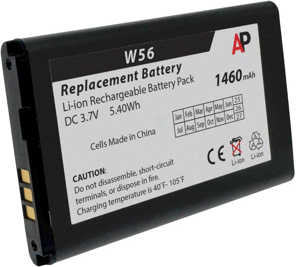 Artisan Power Batería de repuesto para teléfonos Yealink One Talk IP DECT W56P, W56H, W59R, W76P, W77P, W79P | Recargable de iones de litio | 1460 mAh | Reemplaza el número OEM YL-5J y W56-BATT.