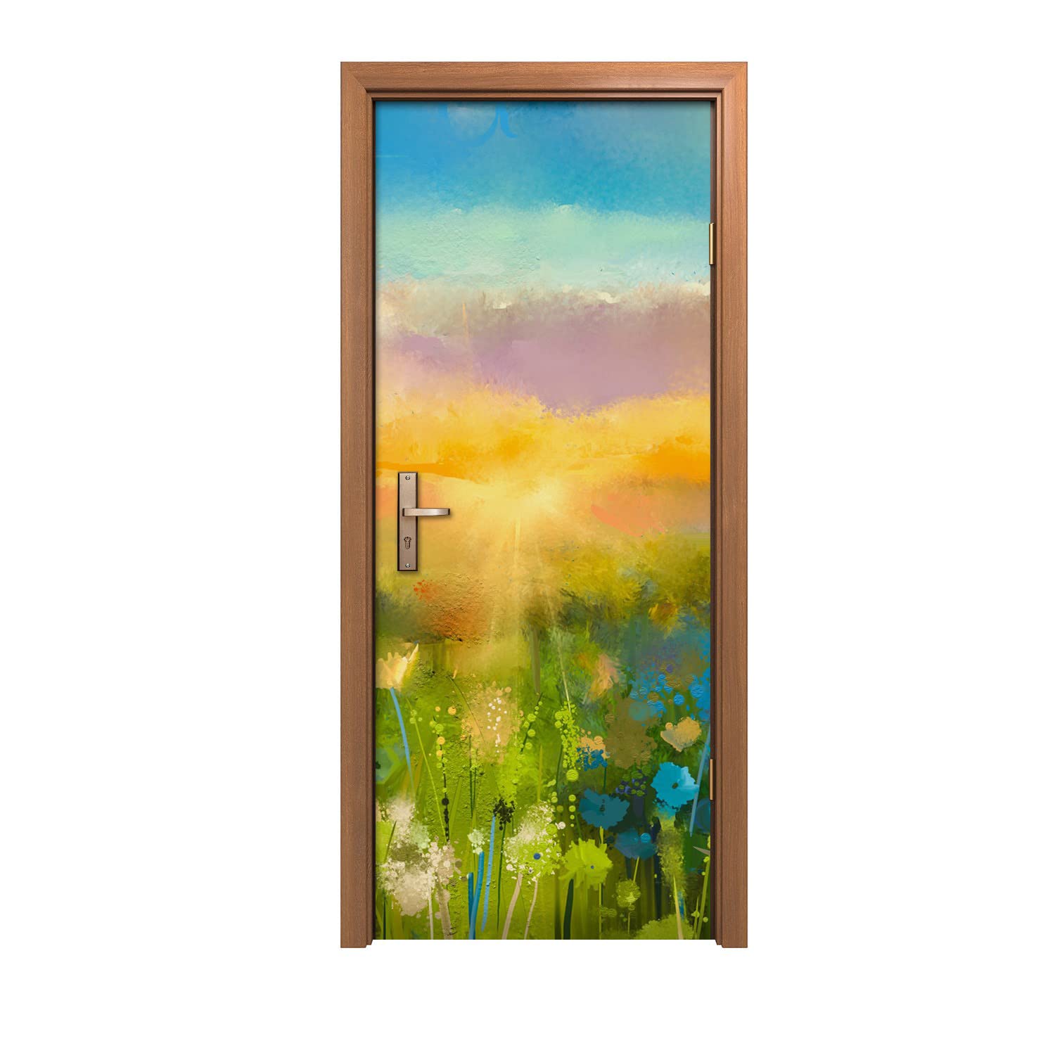 Autocollant de porte 80x200cm au design d'intérieur floral haute définition