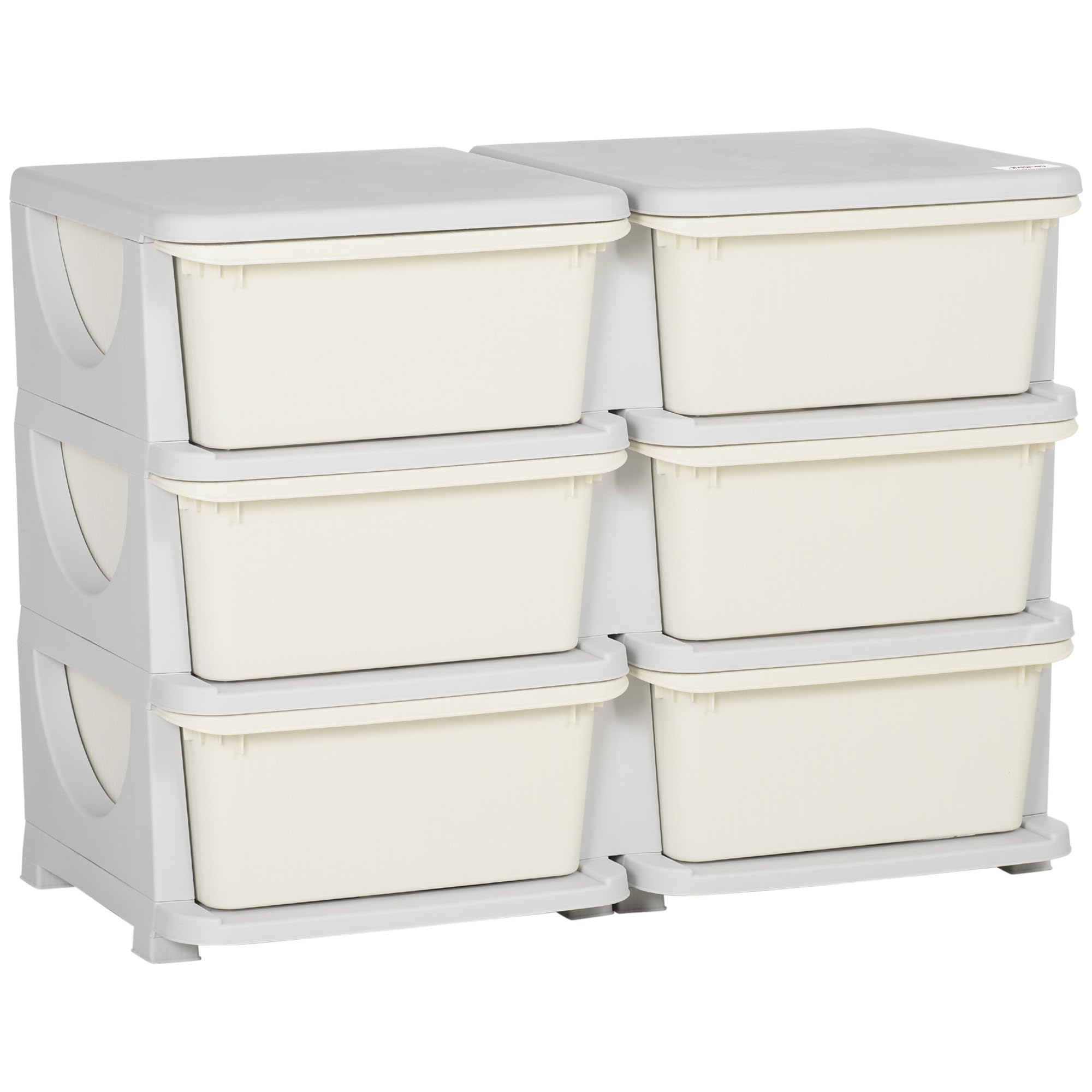 HOMCOM Schubladenschrank mit sechs Ebenen, Cremeweiß, 75 x 37 x 56,5 cm