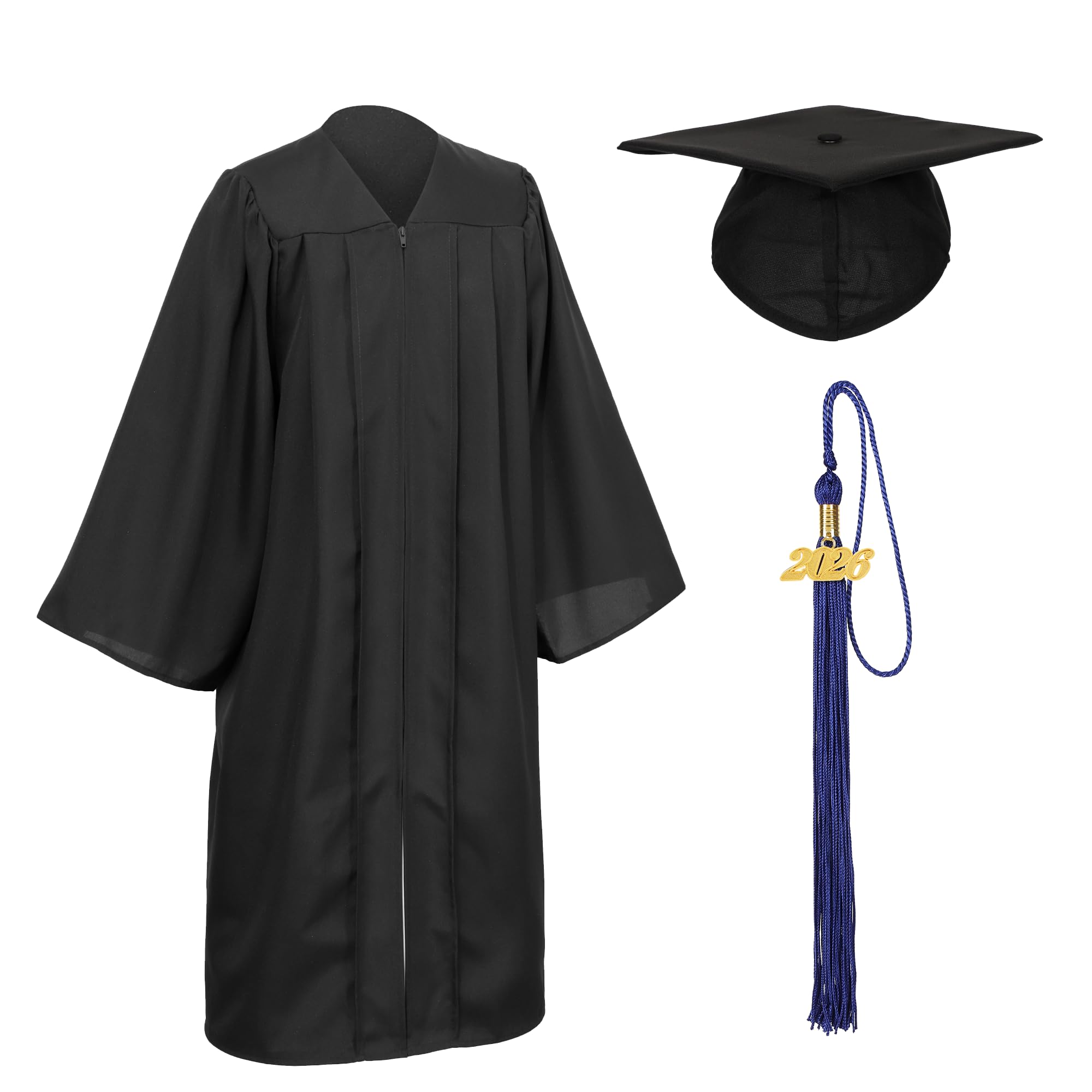 Unisex Matte Graduation Cap and Gown Tassel Package for High School and Bachelor