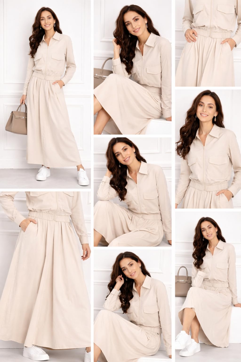Ensemble 2 pièces Femme - Veste Crop zippée + Jupe Longue - Style Modest Fashion Hijab Chic