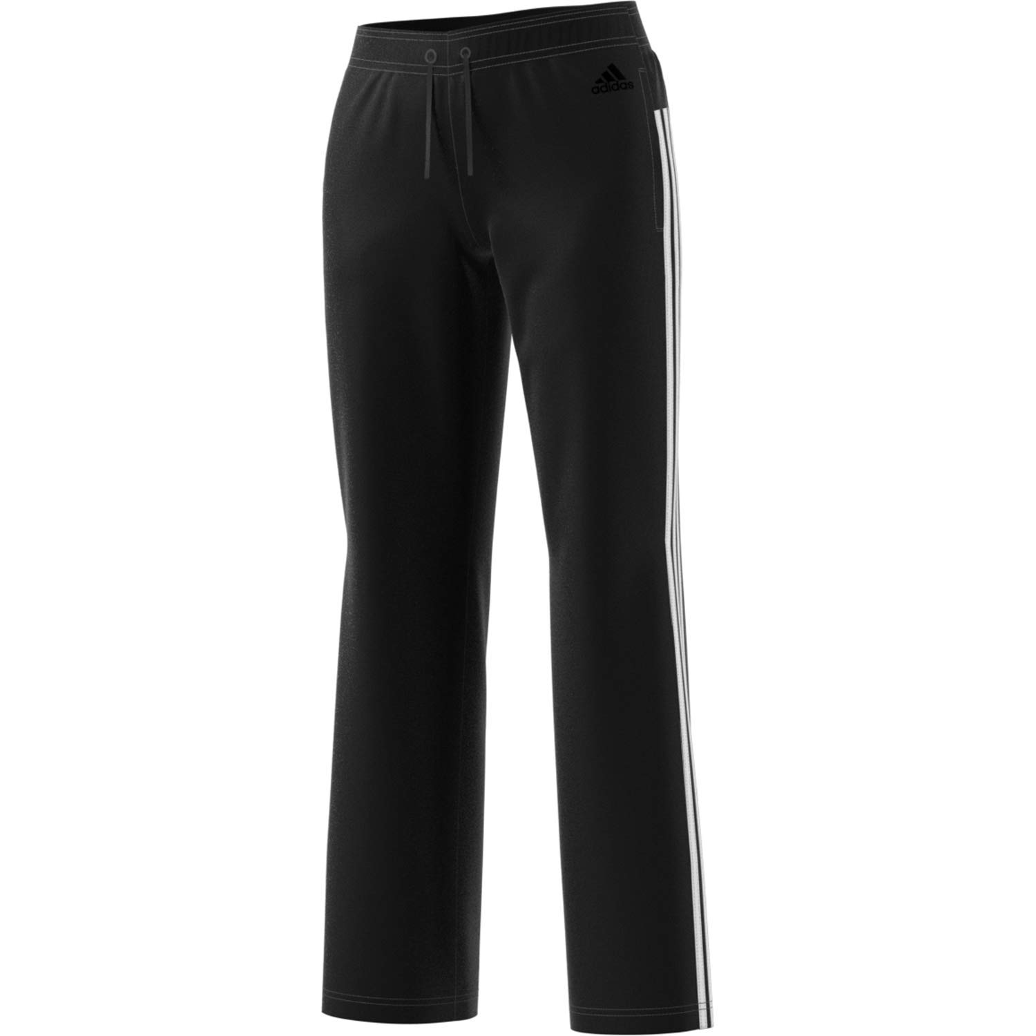 adidas Damen Athletics Essential Cotton Fleece 3 Streifen Offener Saum Hose, schwarz / weiß, Medium/Large