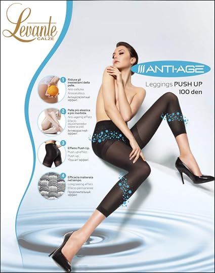 Leggings PUSH UP anti cellulite ANTIAGE levante 100 den nero moka londra :  Amazon.it: Abbigliamento