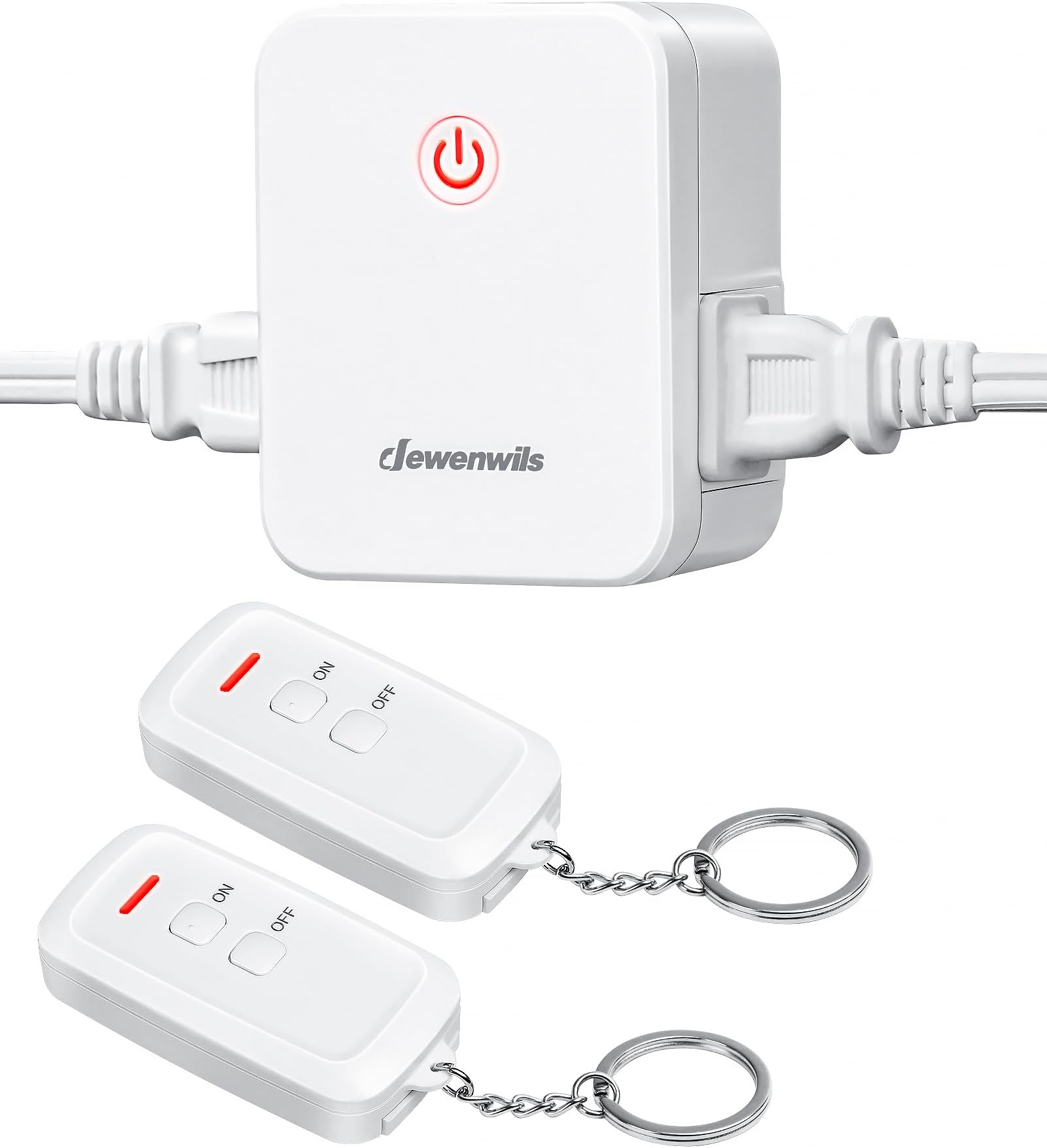 DEWENWILS 2 Side Outlets Remote Control Outlet with 2 Remotes, No Interference Wireless Remote Outlet Light Switch with 2 Outlets, 15A/1875W, 100ft RF Range, Programmable