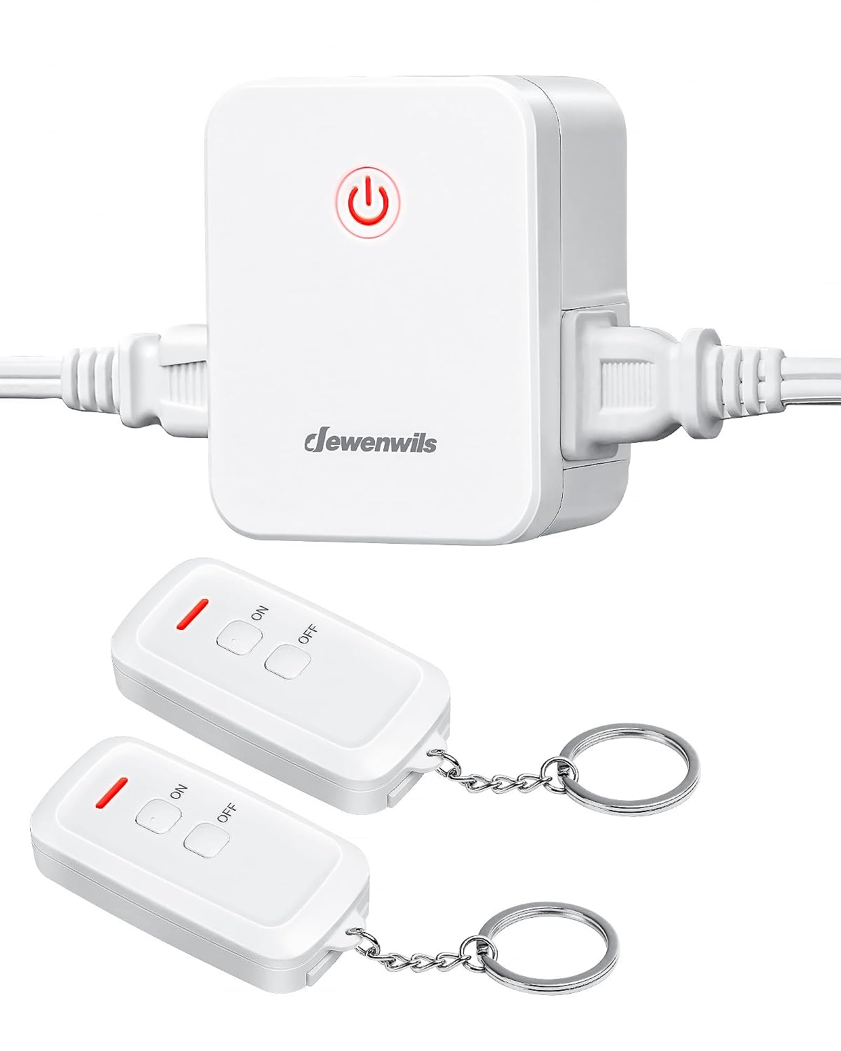 DEWENWILS 2 Side Outlets Remote Control Outlet with 2 Remotes | No Interference, 15A/1875W, 100FT RF Range, Programmable Wireless Remote Outlet Light Switch for Indoor Lights, Lamps, Fans
