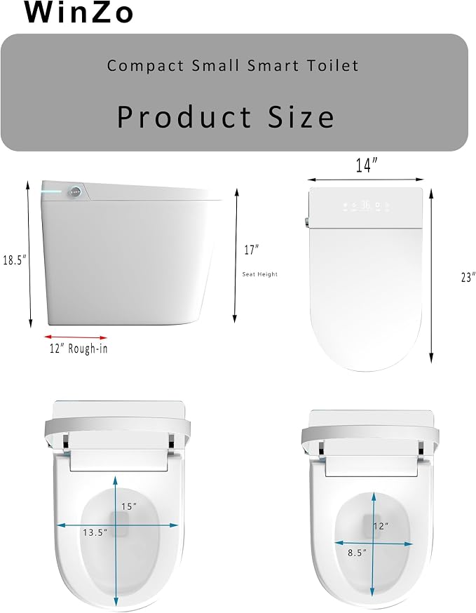 Inodoro compacto inteligente WinZo 23" con bidé integrado miniatura 6