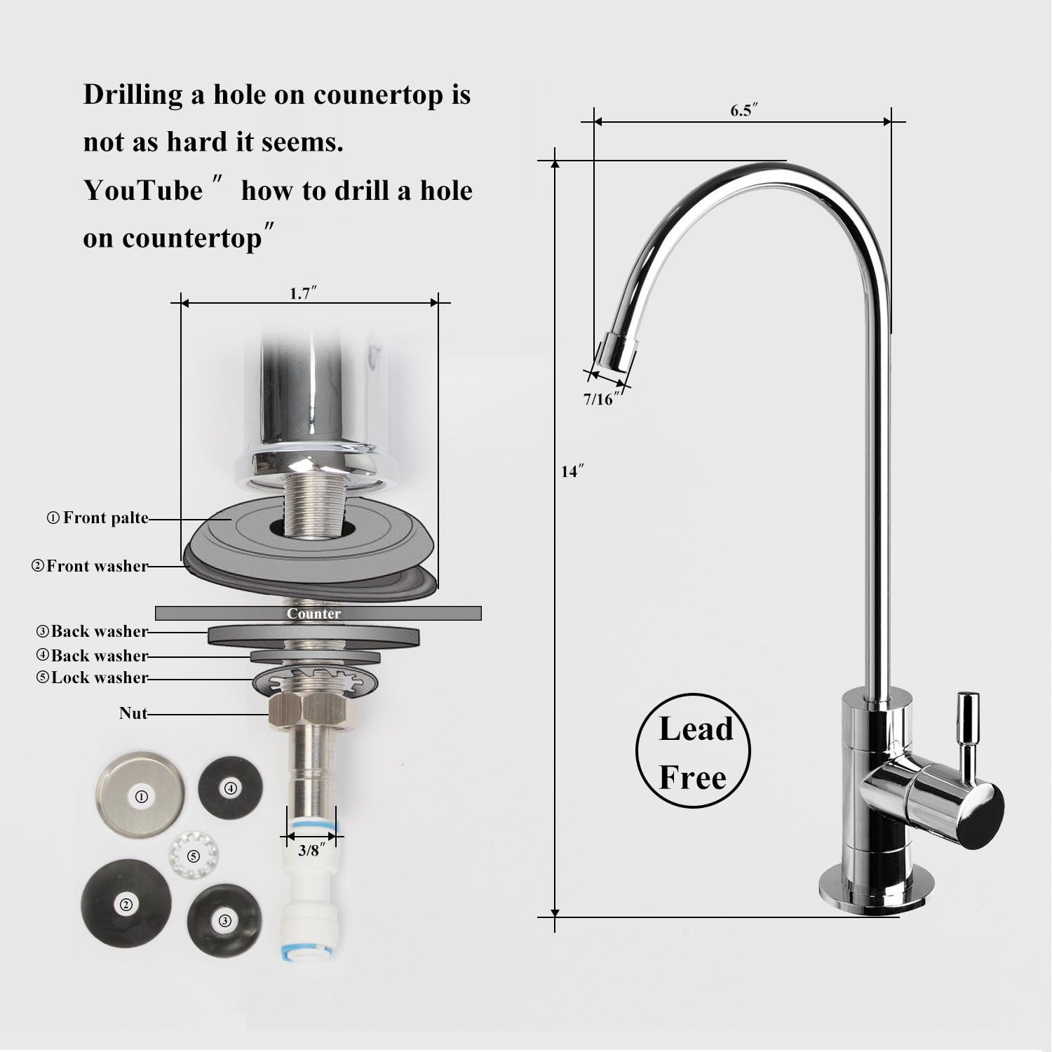 Geekpure Sistema de filtro de agua potable de ósmosis inversa de 6 etapas - 75GPD